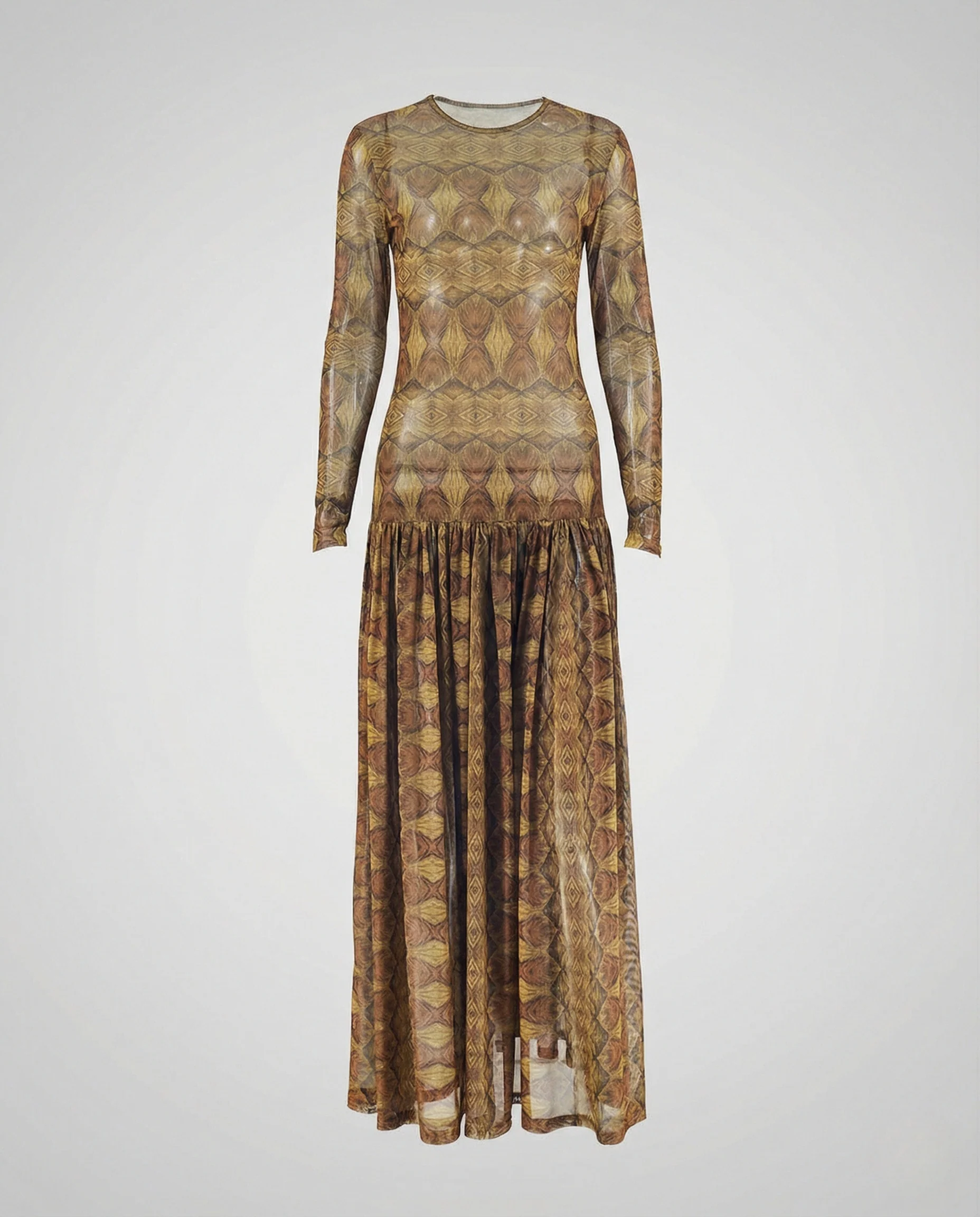 Damen Netzstoff-Maxikleid mit geraffter Taille - Image 5