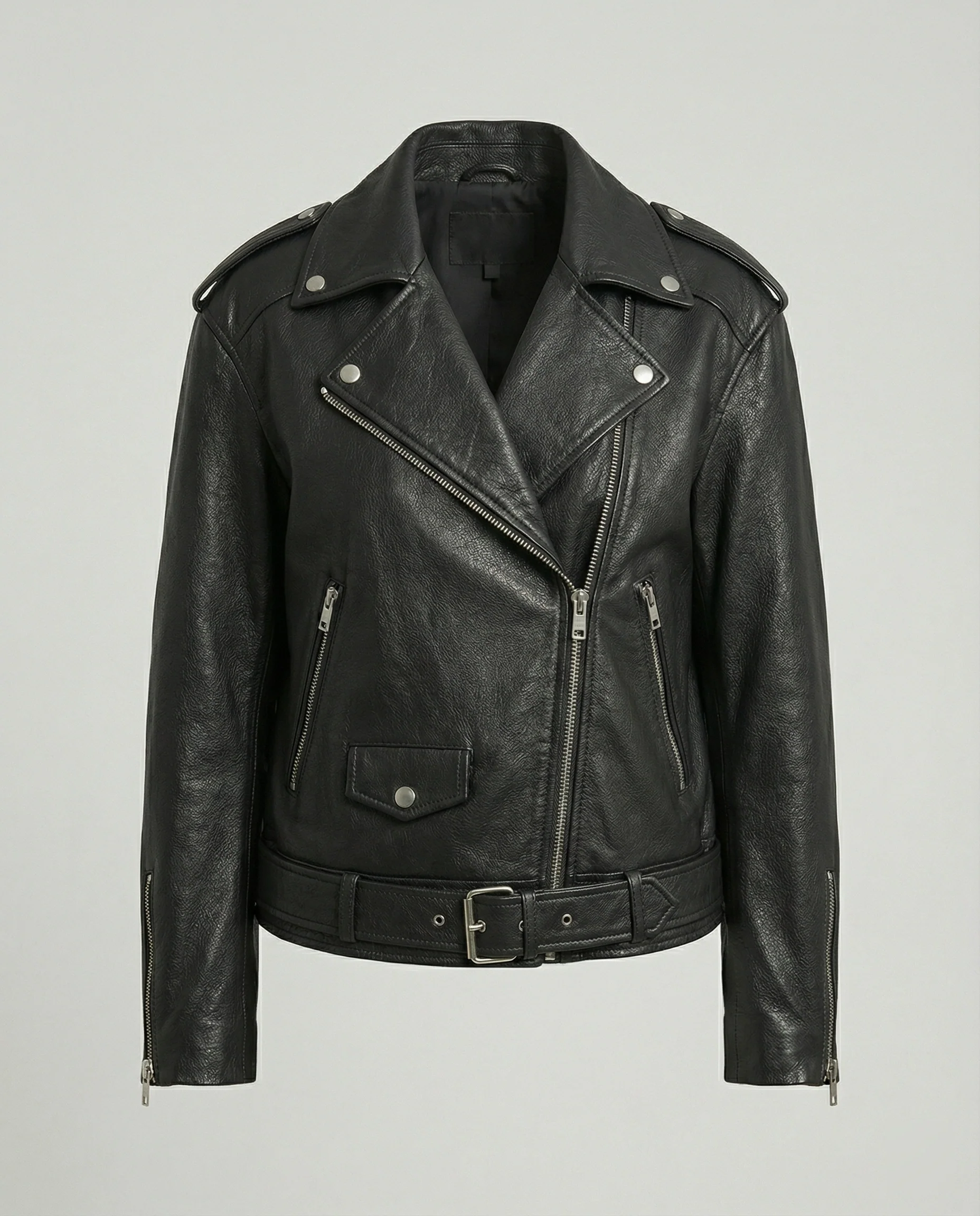 Damen Lederjacke Schwarz Oversize - Image 4