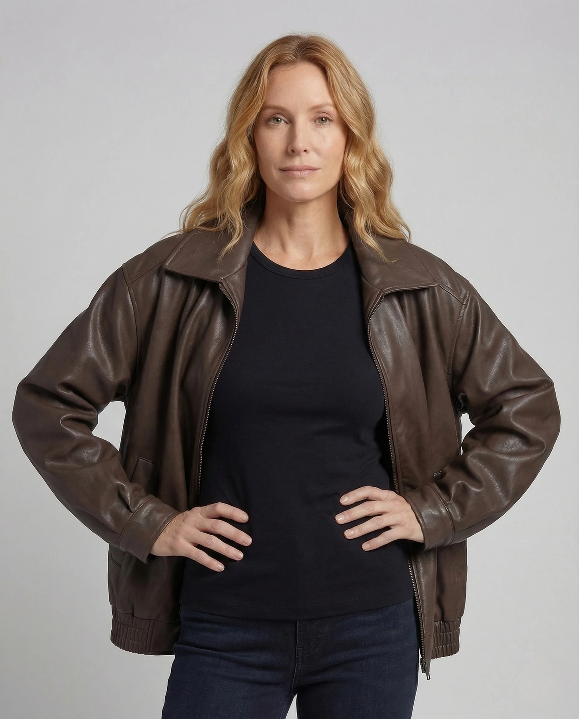 Damen Oversize Kunstlederjacke mit Hemdkragen - Image 2