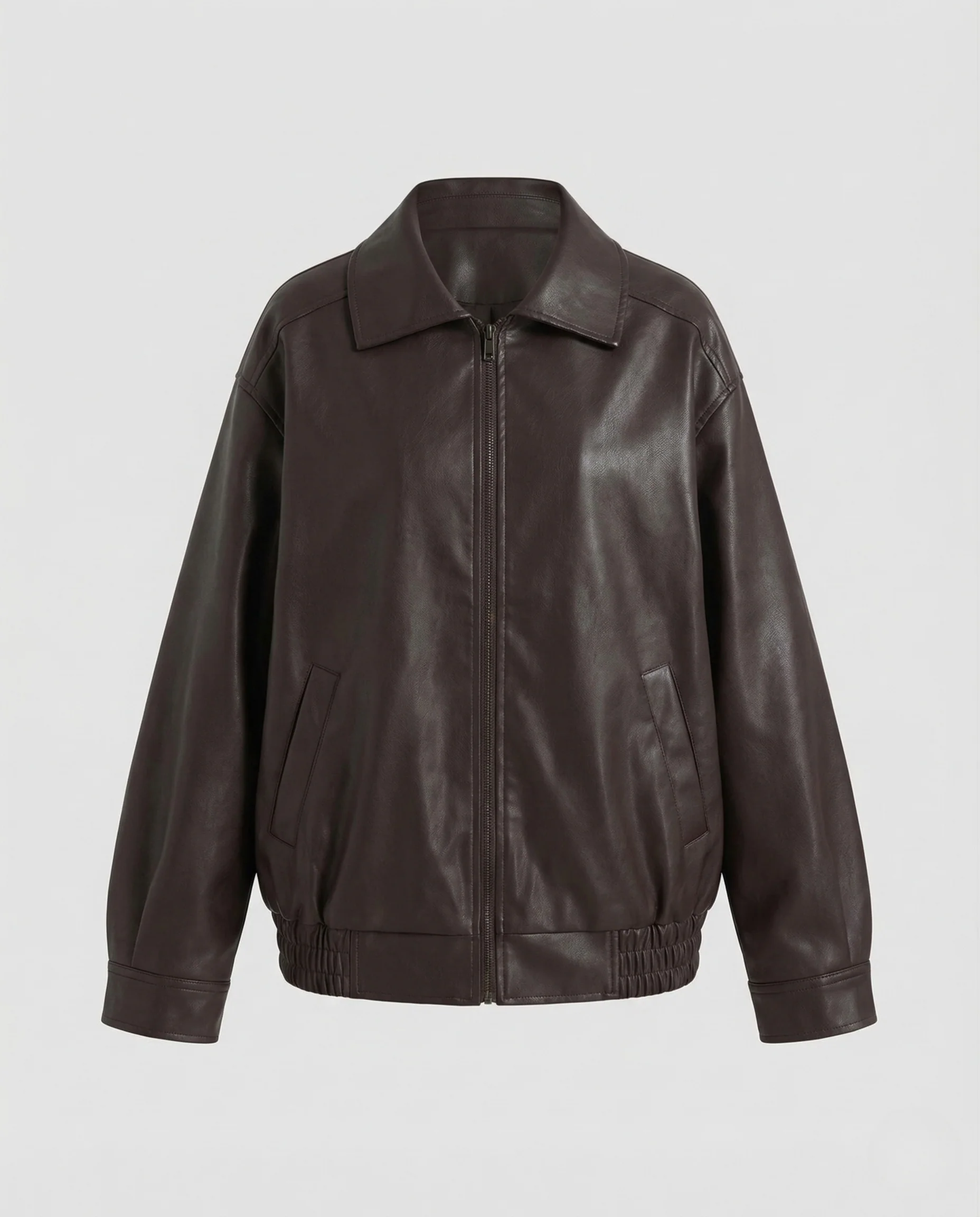 Damen Oversize Kunstlederjacke mit Hemdkragen - Image 5