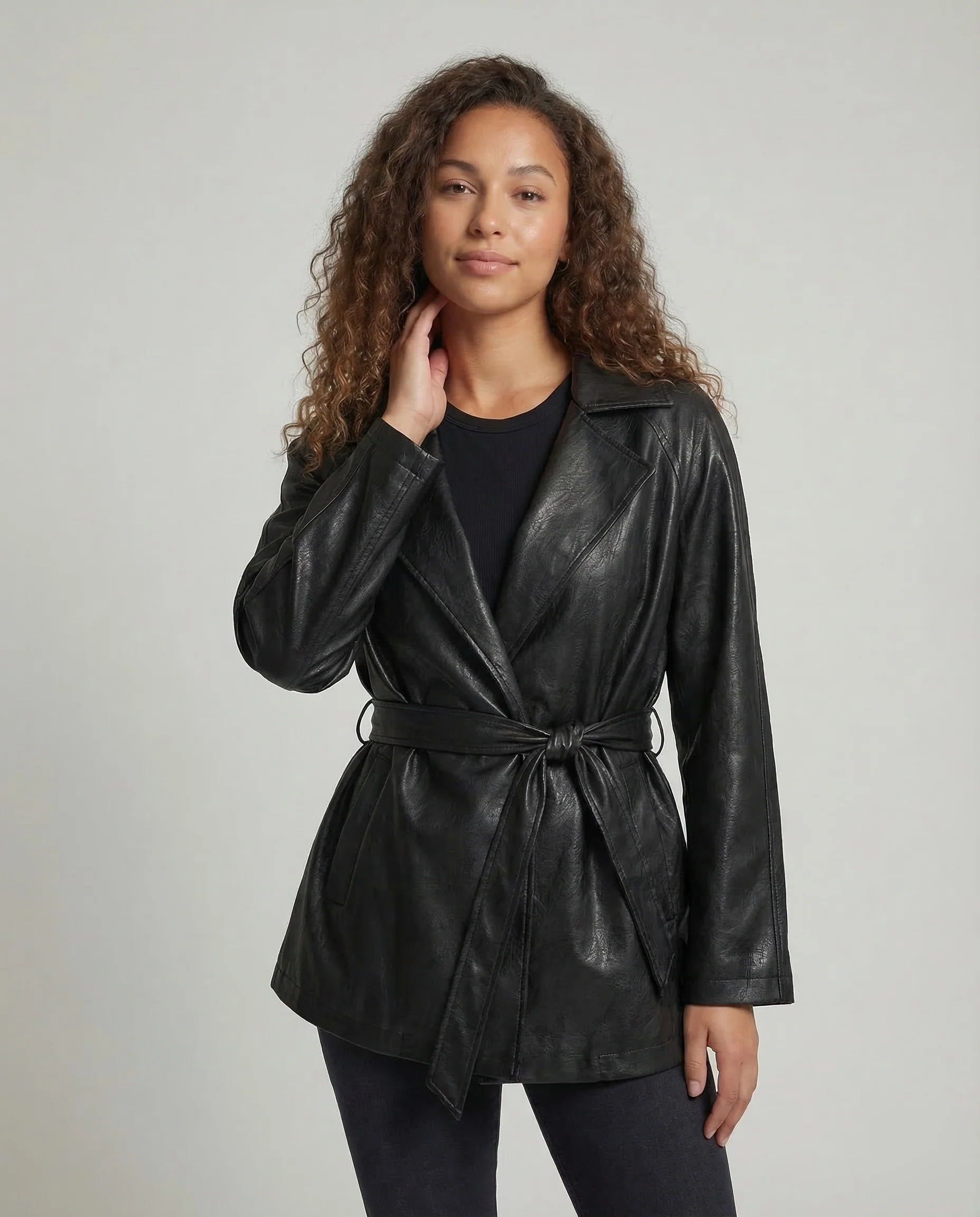 Damen Kunstlederjacke Oversize Stehkragen - Image 2