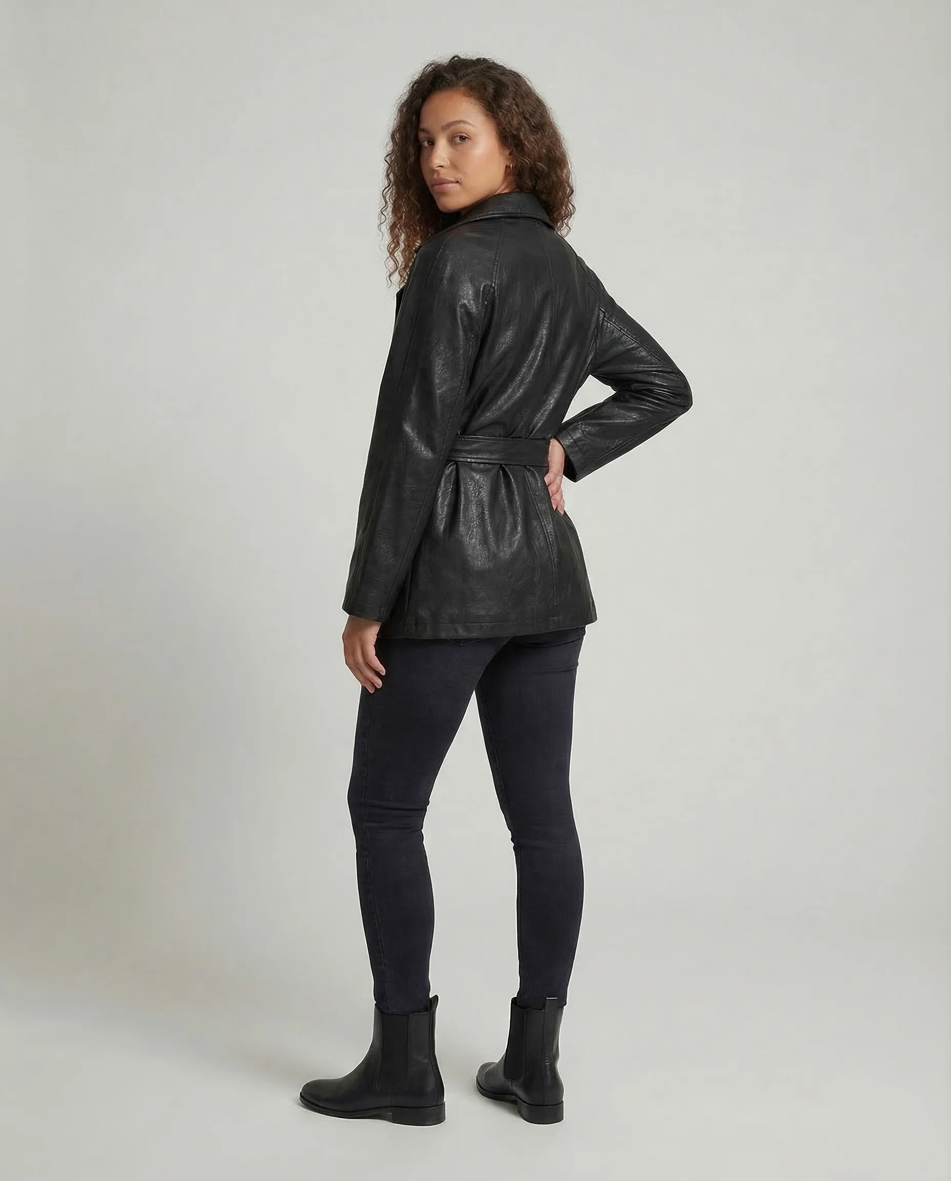 Damen Kunstlederjacke Oversize Stehkragen - Image 4