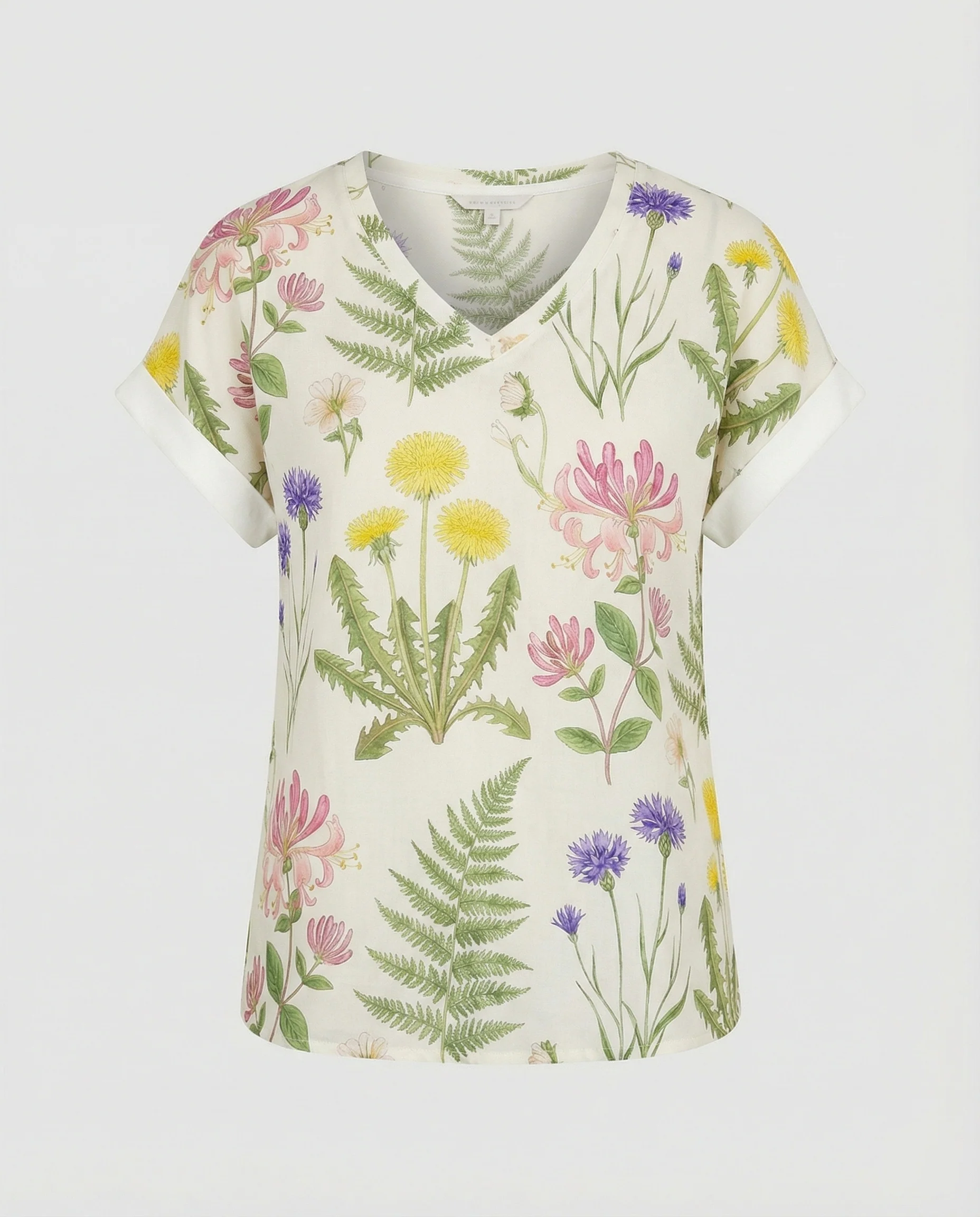 V-Ausschnitt Bluse Leinenoptik Damen