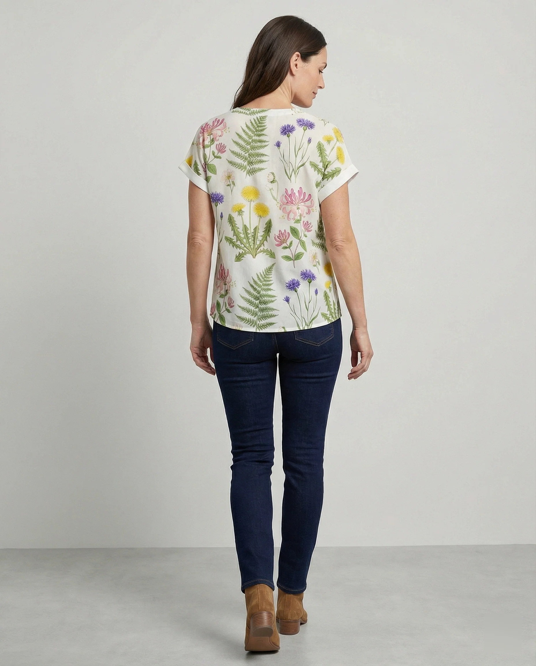 V-Ausschnitt Bluse Leinenoptik Damen - Image 3