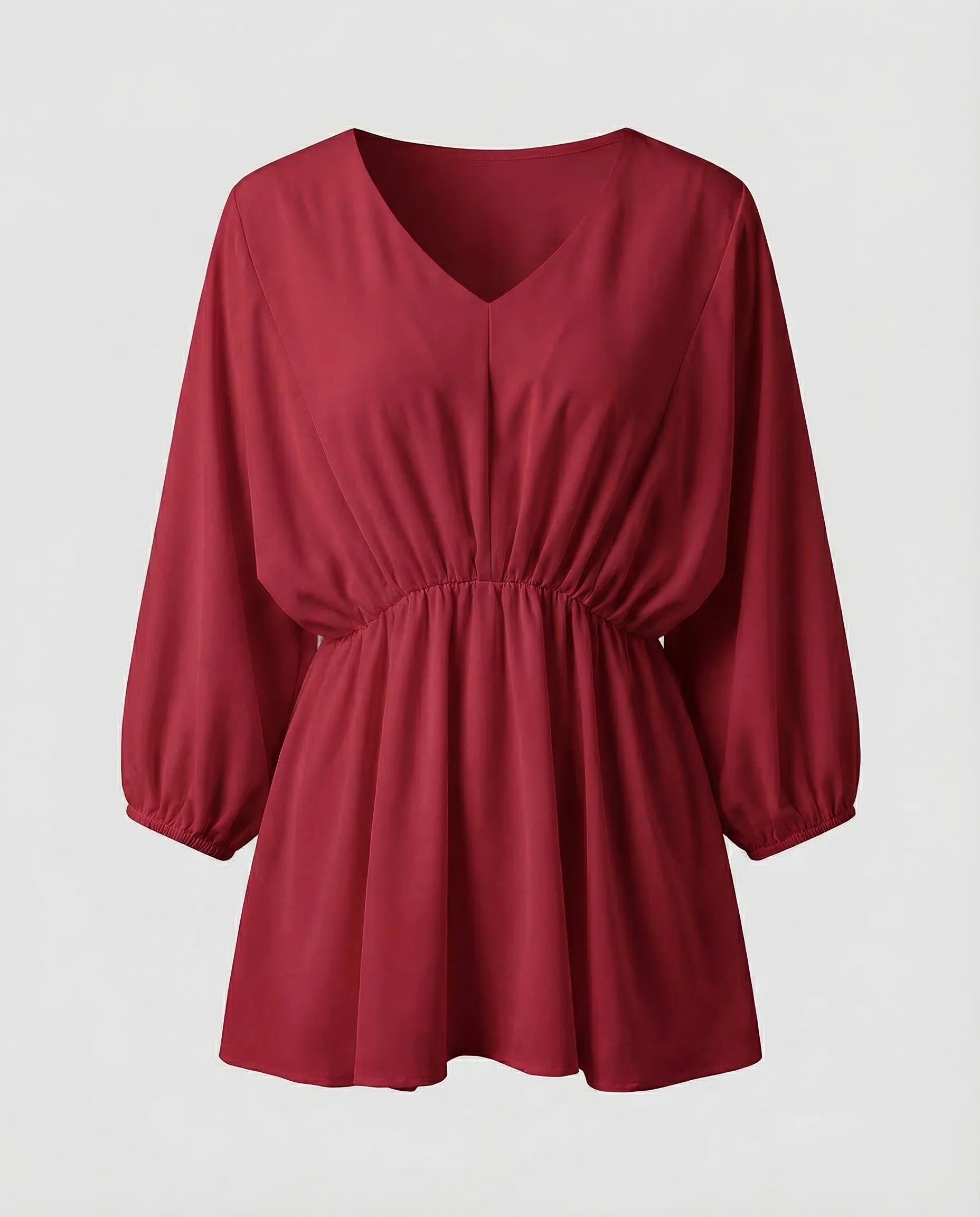 Damen Bluse V Ausschnitt Raffung - Image 7