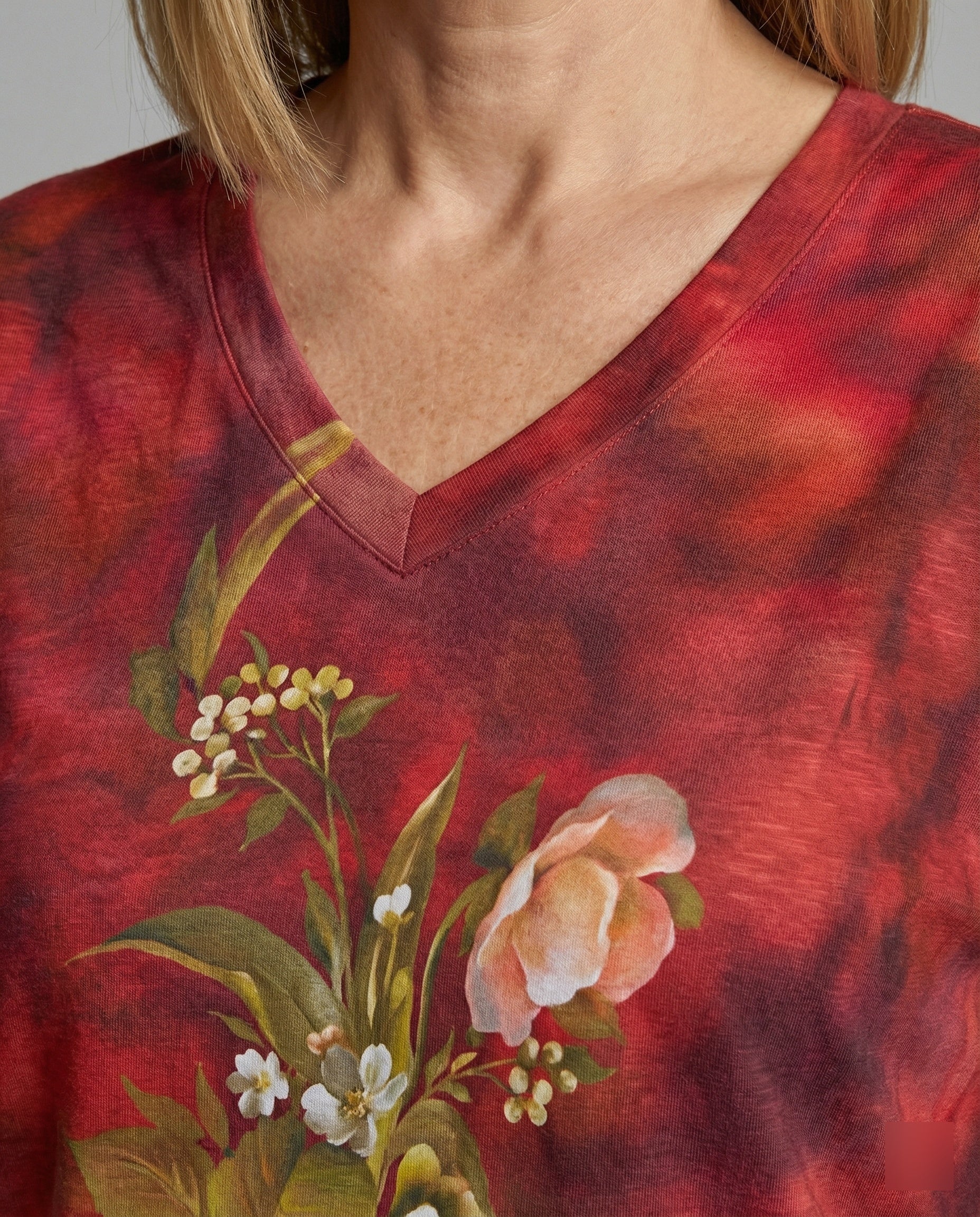 Blusen Tunika V-Ausschnitt Damen Floral - Image 13