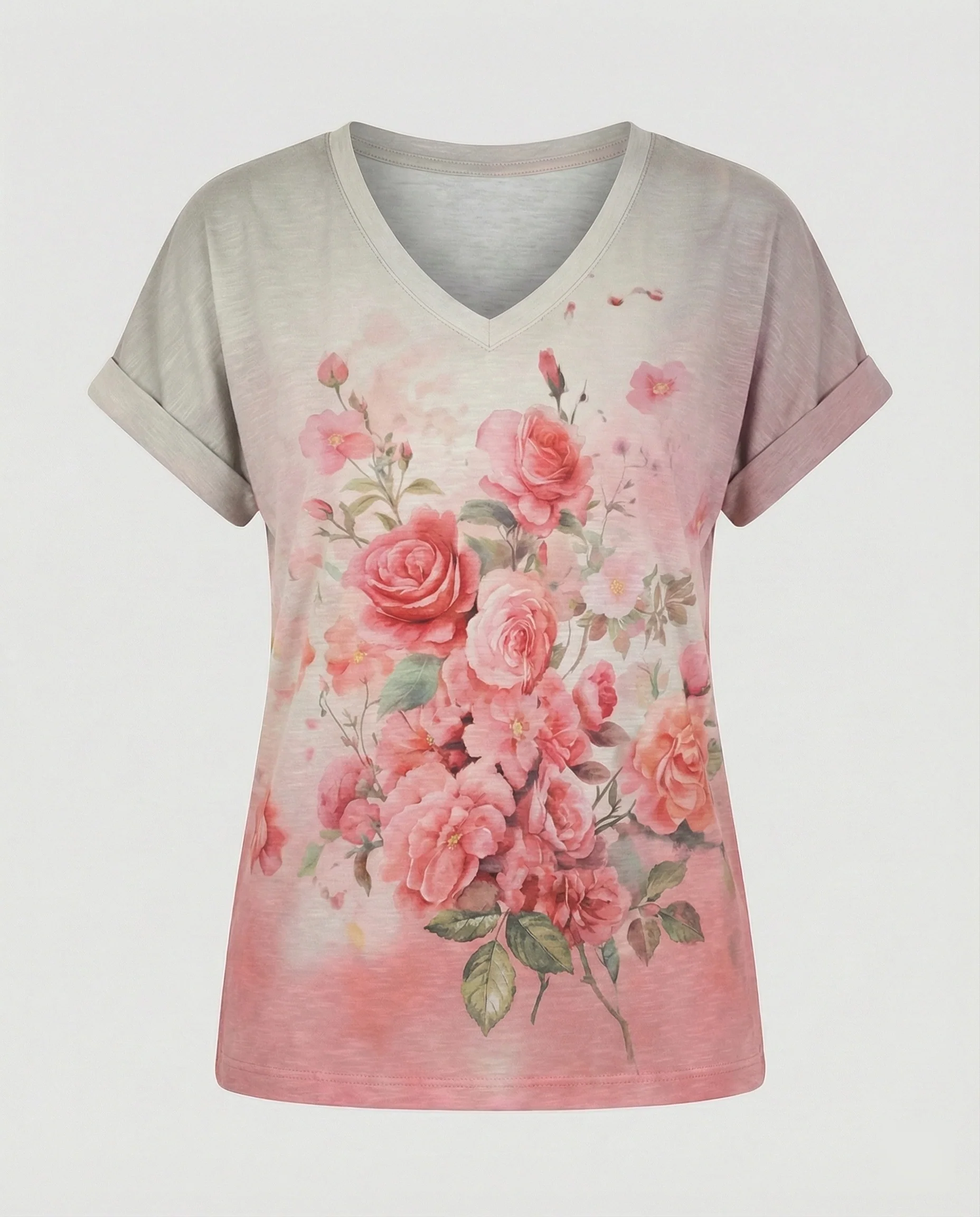 Blusen Tunika V-Ausschnitt Damen Floral - Image 6