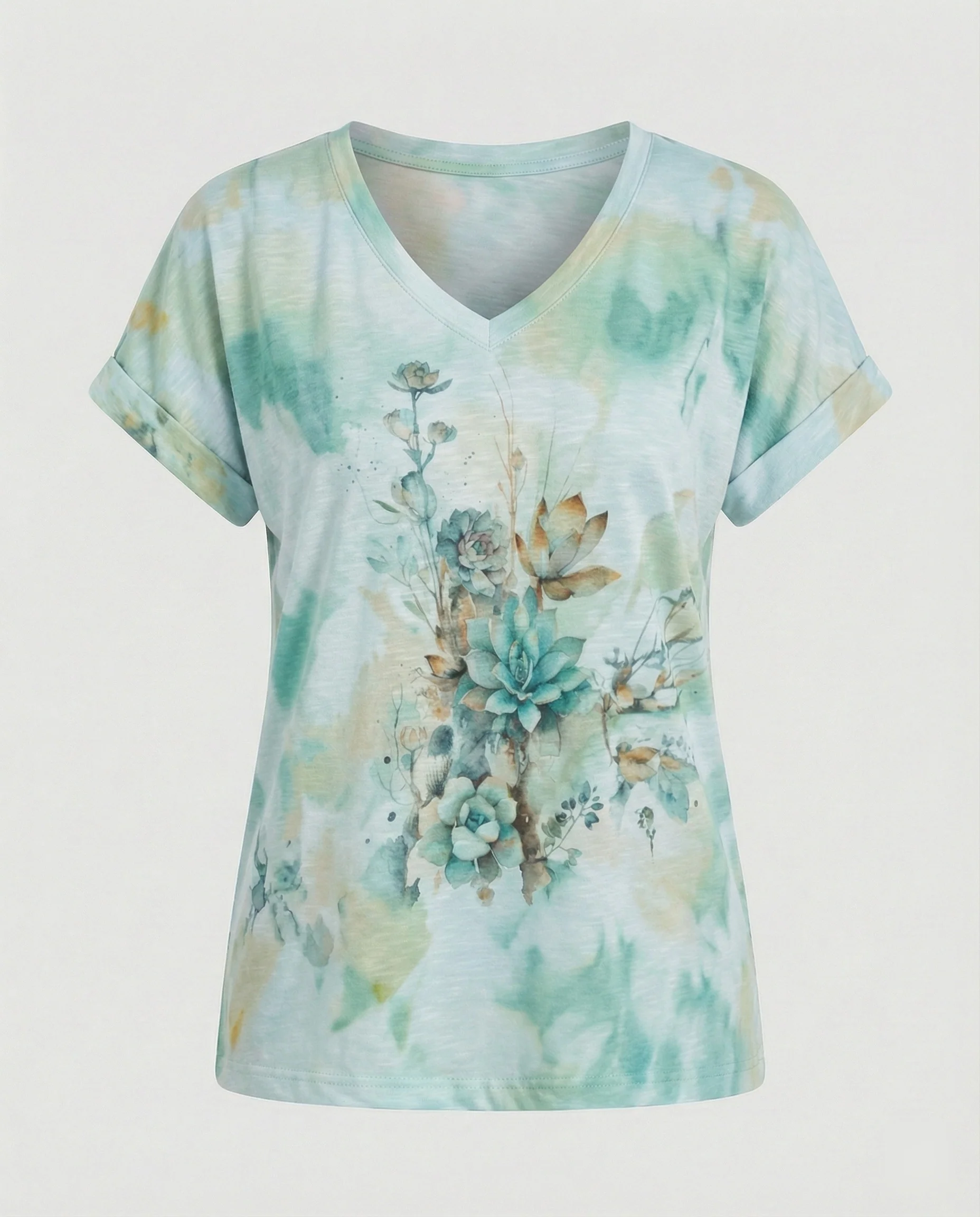 Blusen Tunika V-Ausschnitt Damen Floral - Image 7