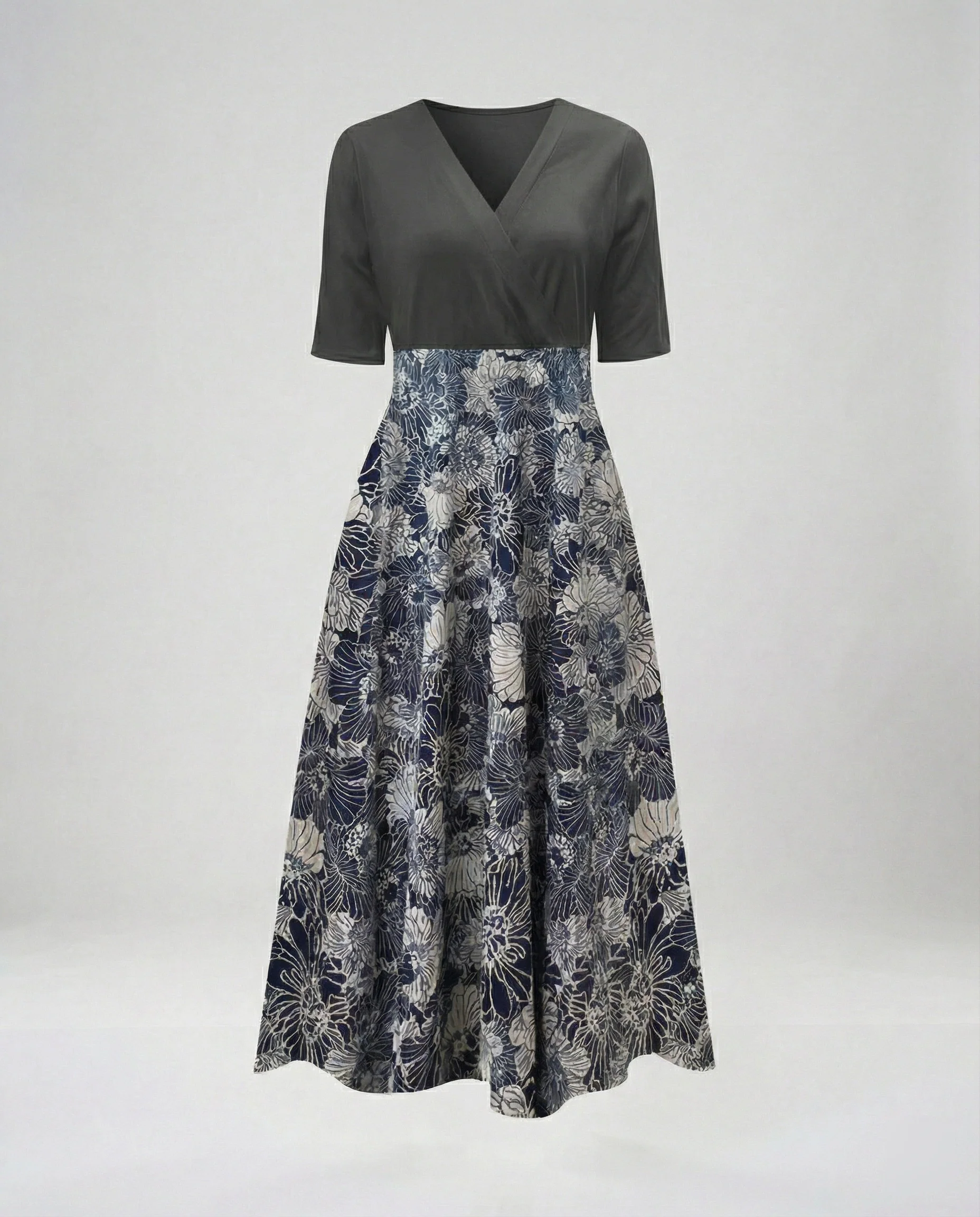 Damen Wickel Maxikleid mit V-Ausschnitt - Image 3