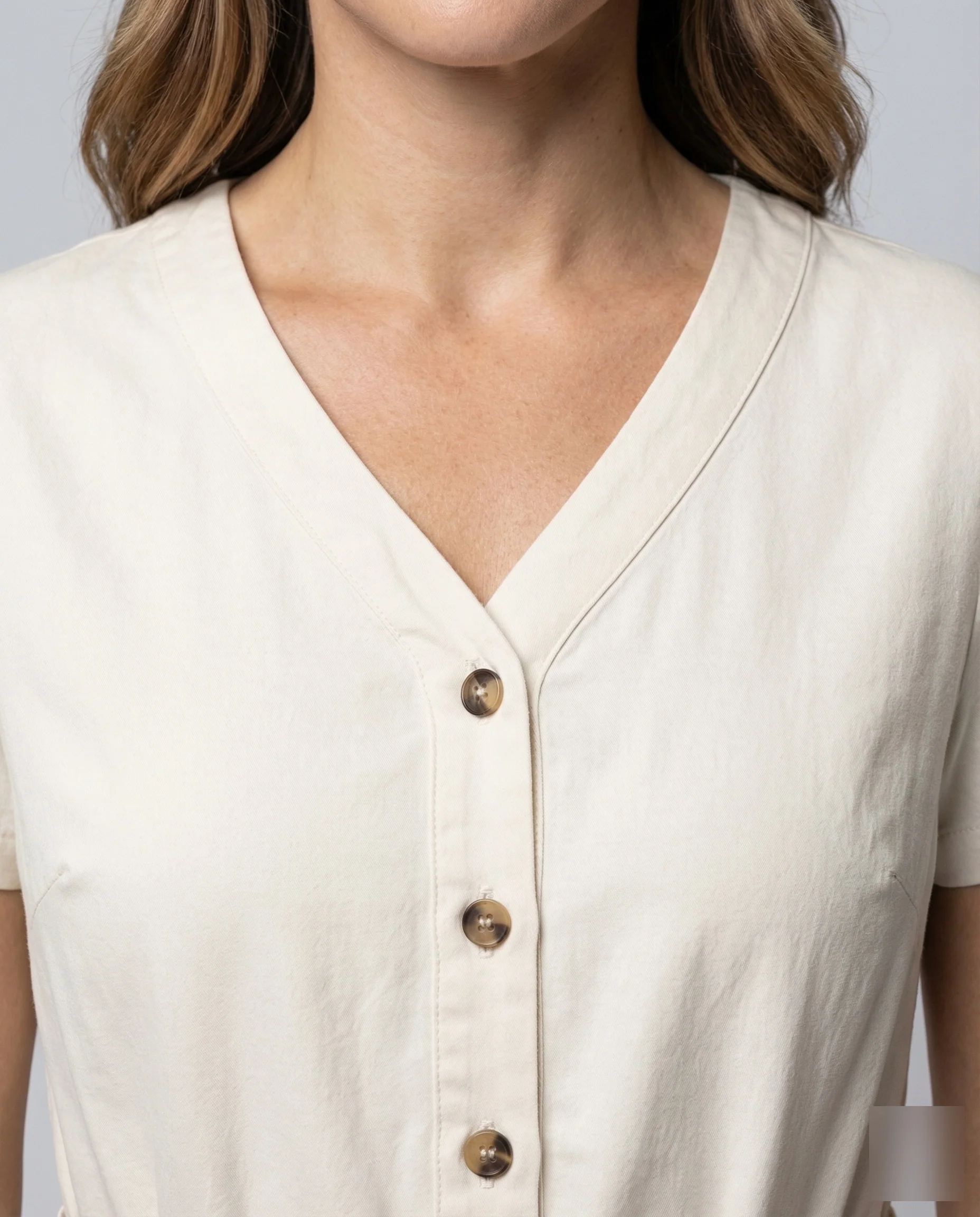 Damen V-Ausschnitt Maxikleid mit Knopfleiste - Image 3