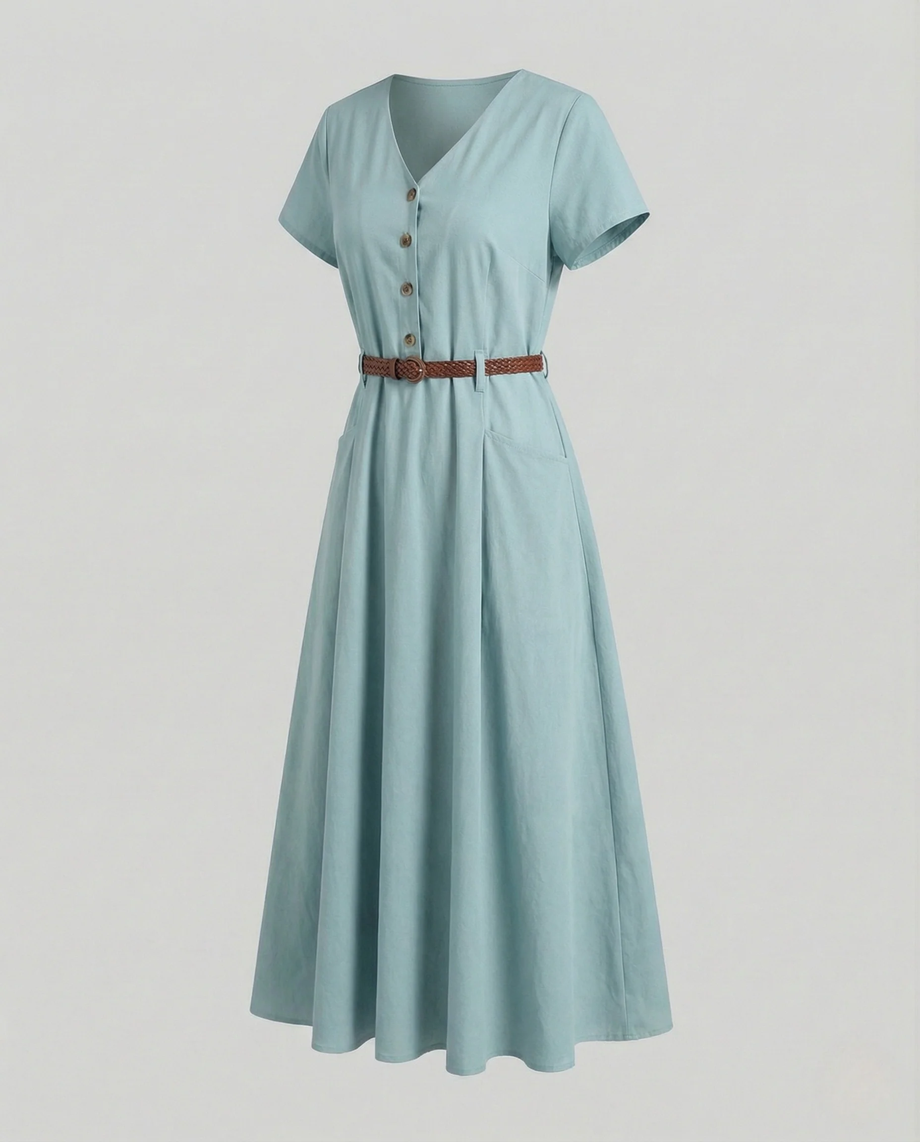 Damen V-Ausschnitt Maxikleid mit Knopfleiste - Image 6
