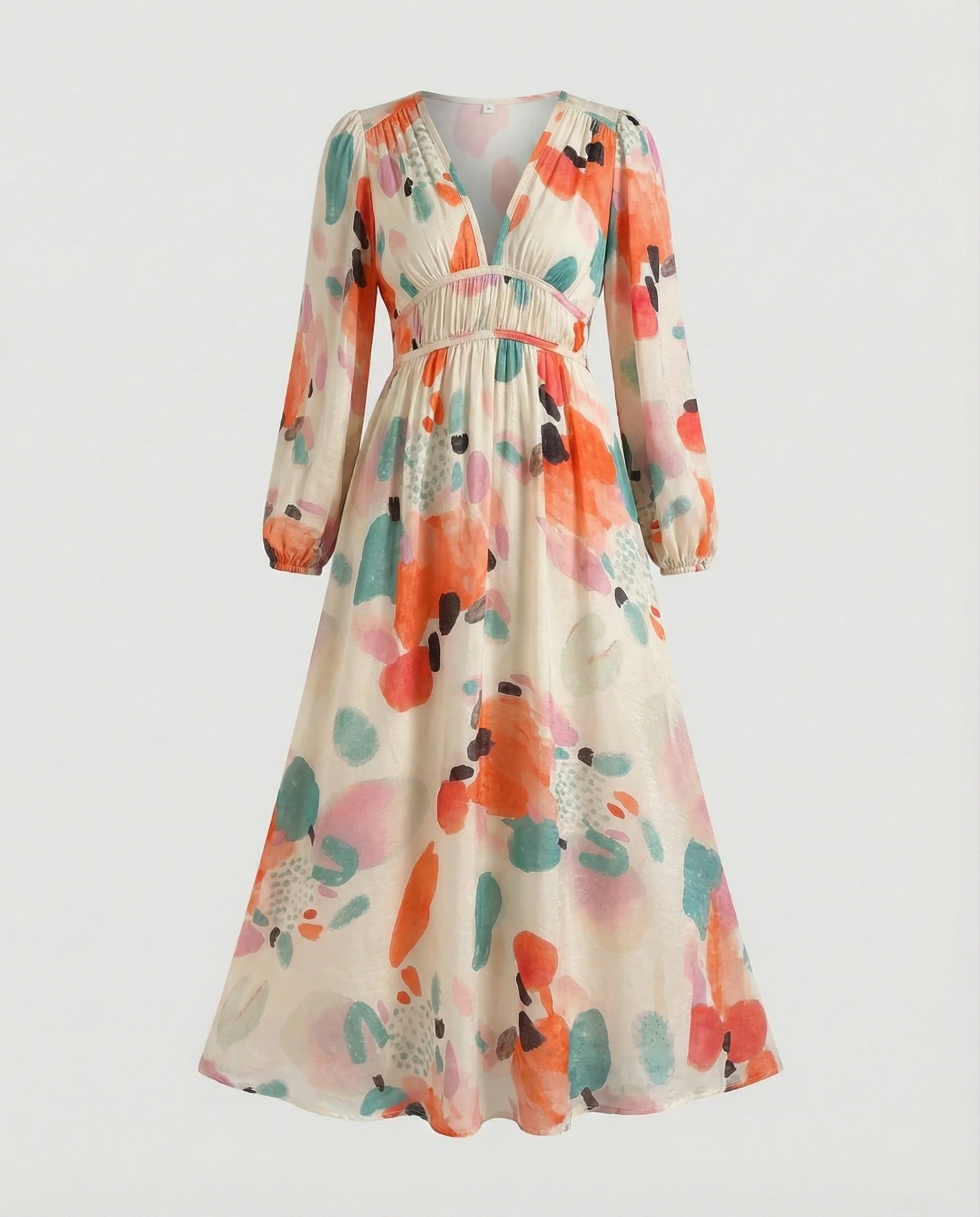 Damen Midikleid V-Ausschnitt Print - Image 4