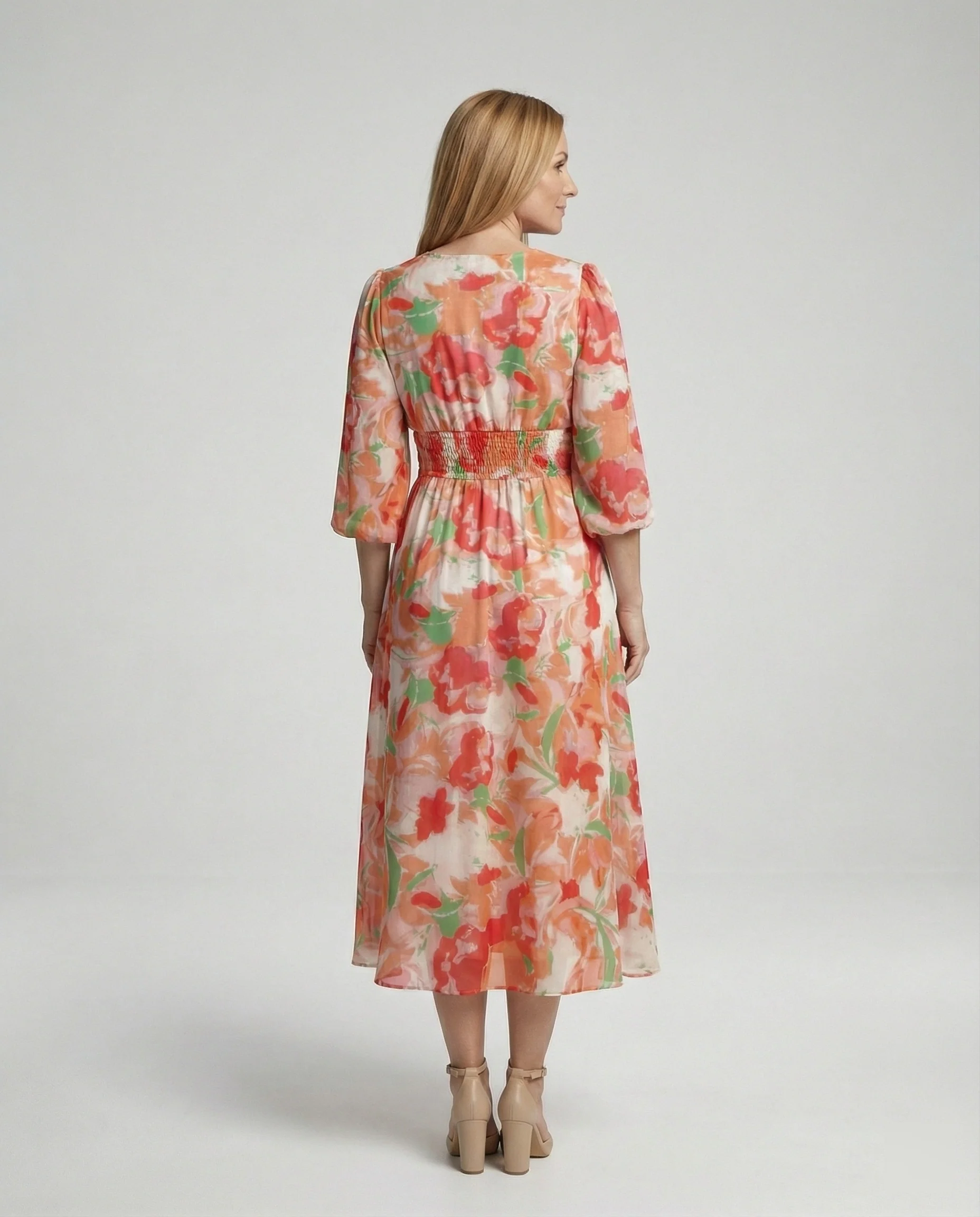 Damen Midikleid V-Ausschnitt Print - Image 5