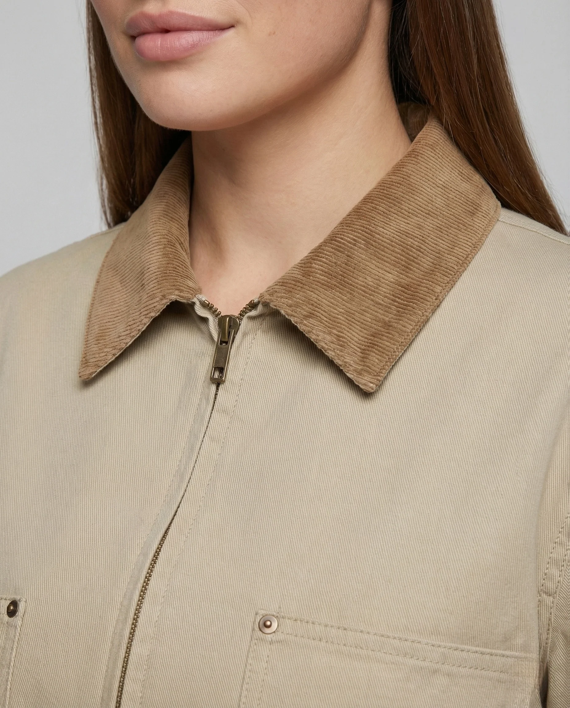 Damen Canvas Workerjacke Cordkragen - Image 3