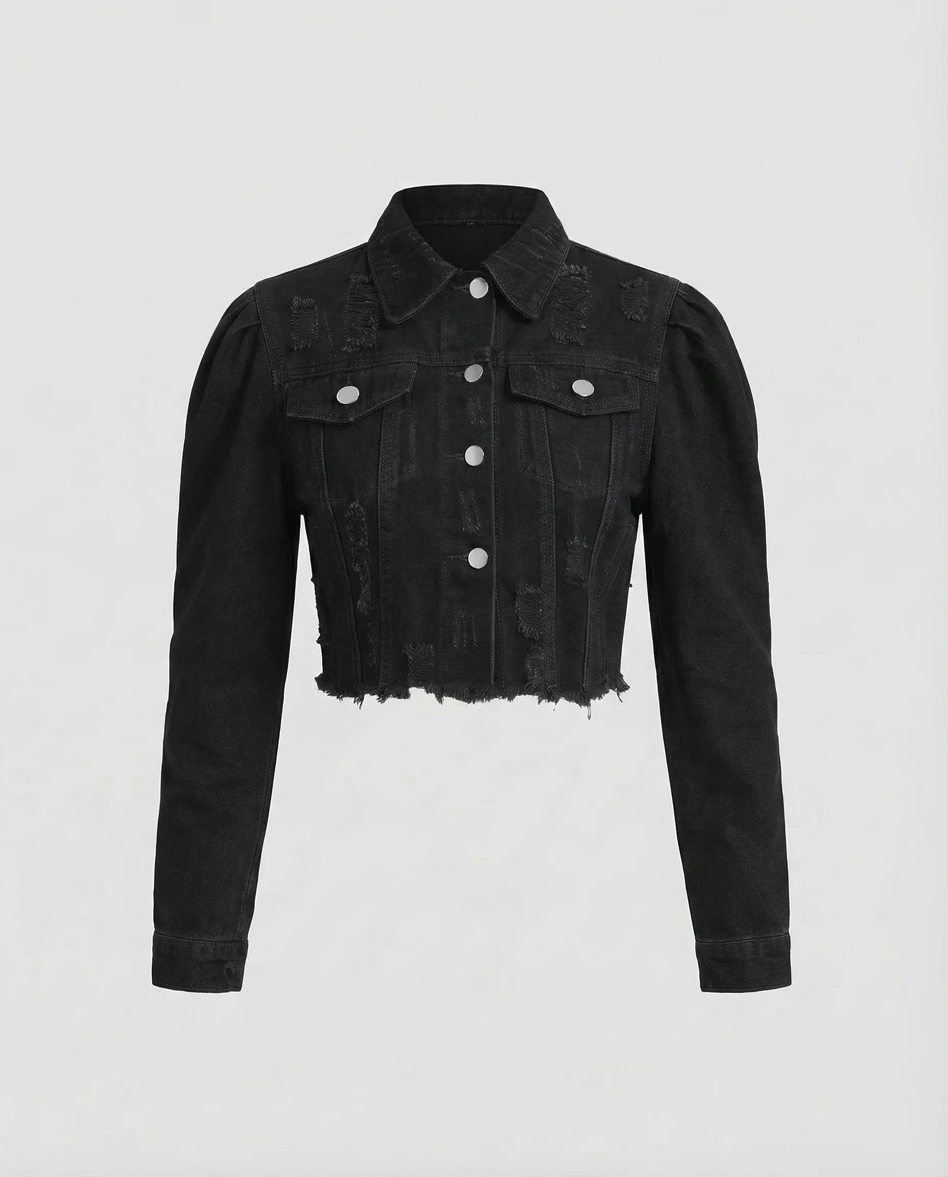 Damen Jeansjacke Cropped Risse - Image 6