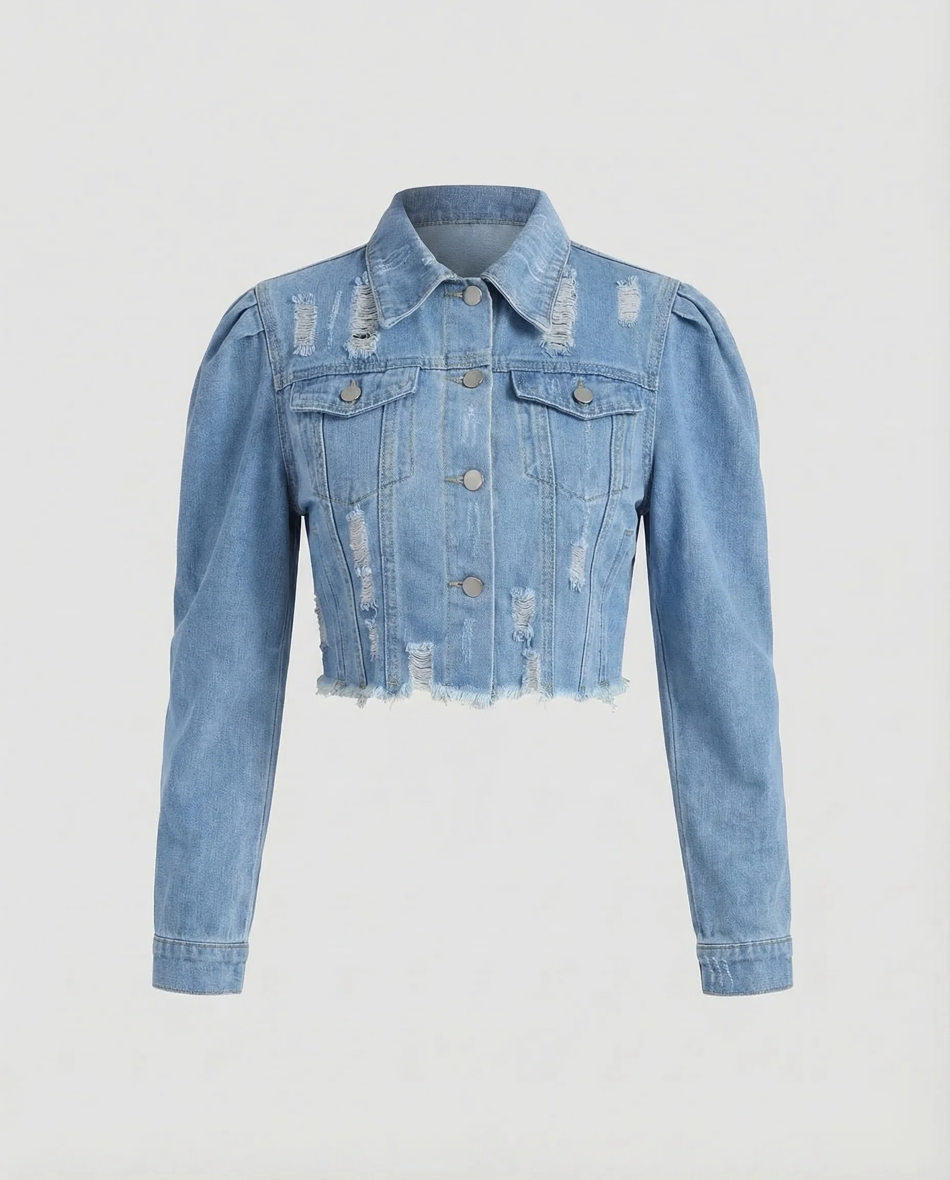 Damen Jeansjacke Cropped Risse - Image 7