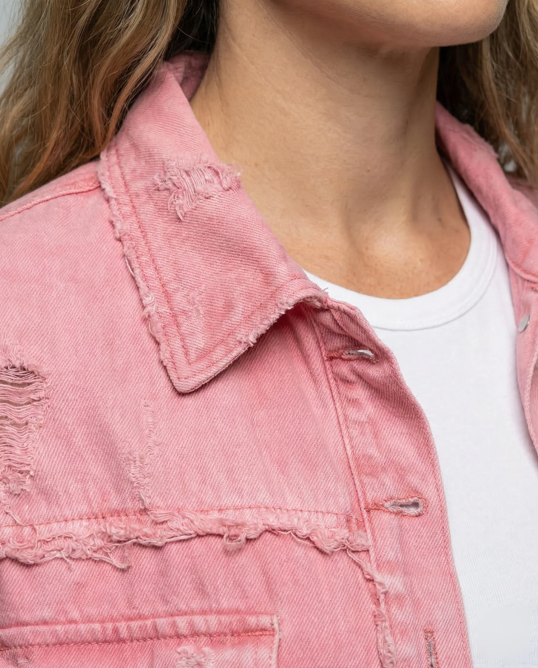 Damen Lange Jeanshemdjacke Used-Look - Image 3