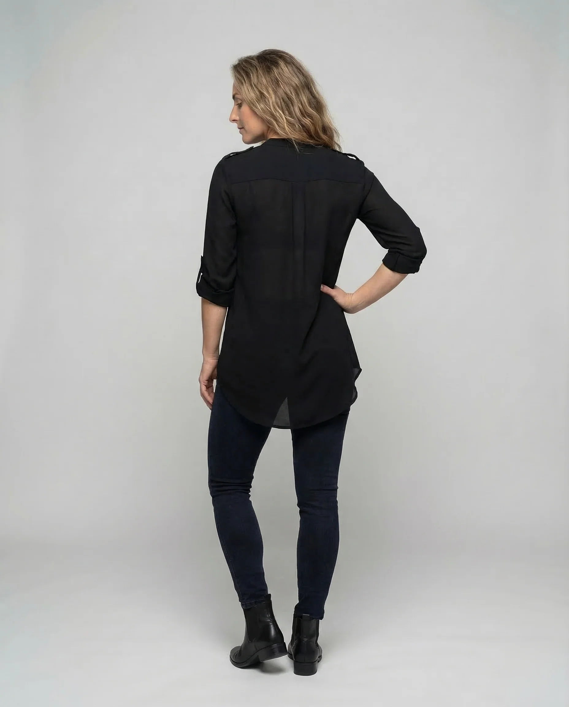 Damen Verlängerte Tunika Schulterpatten - Image 4