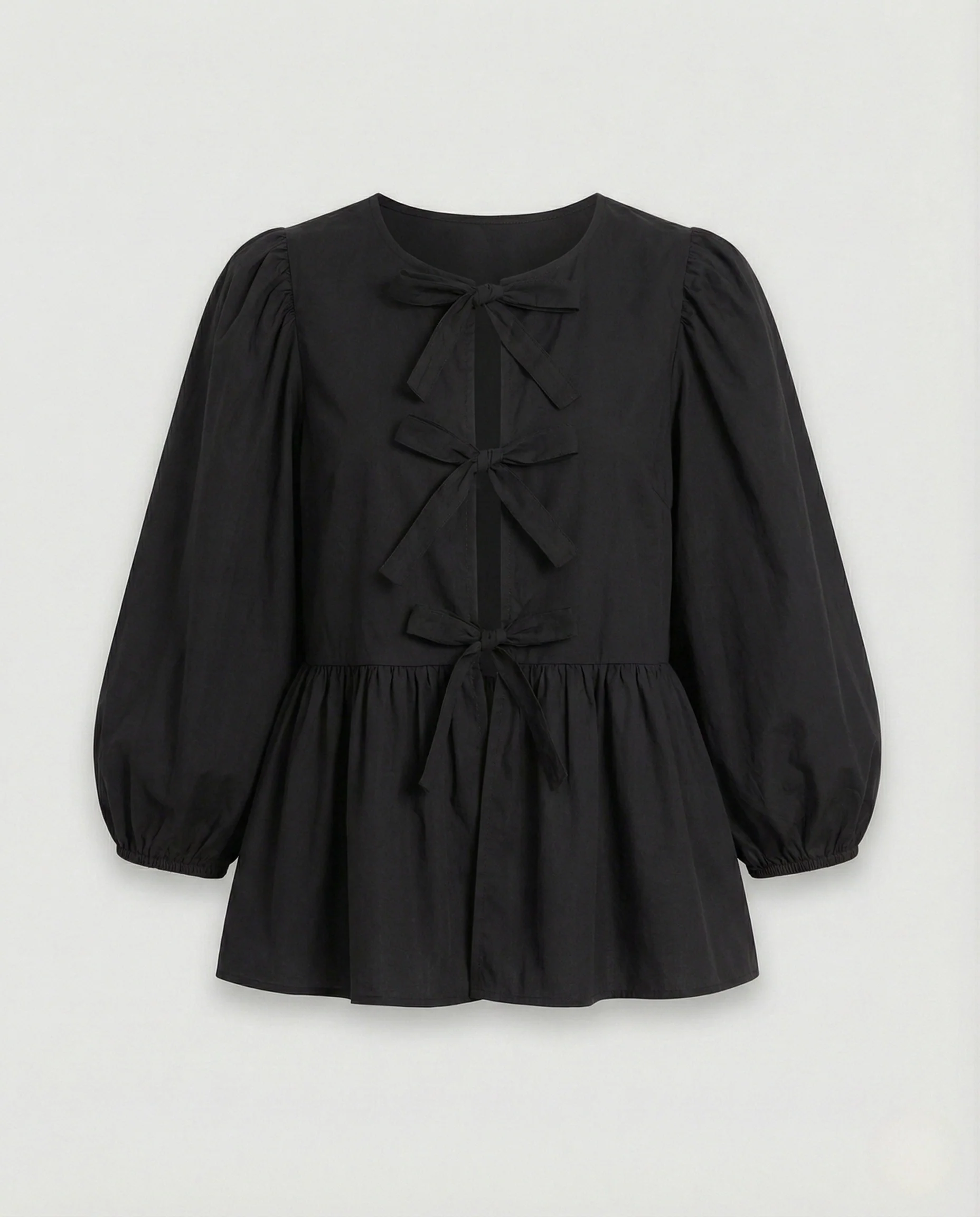 Bluse Damen Puffärmel Schleife - Image 8