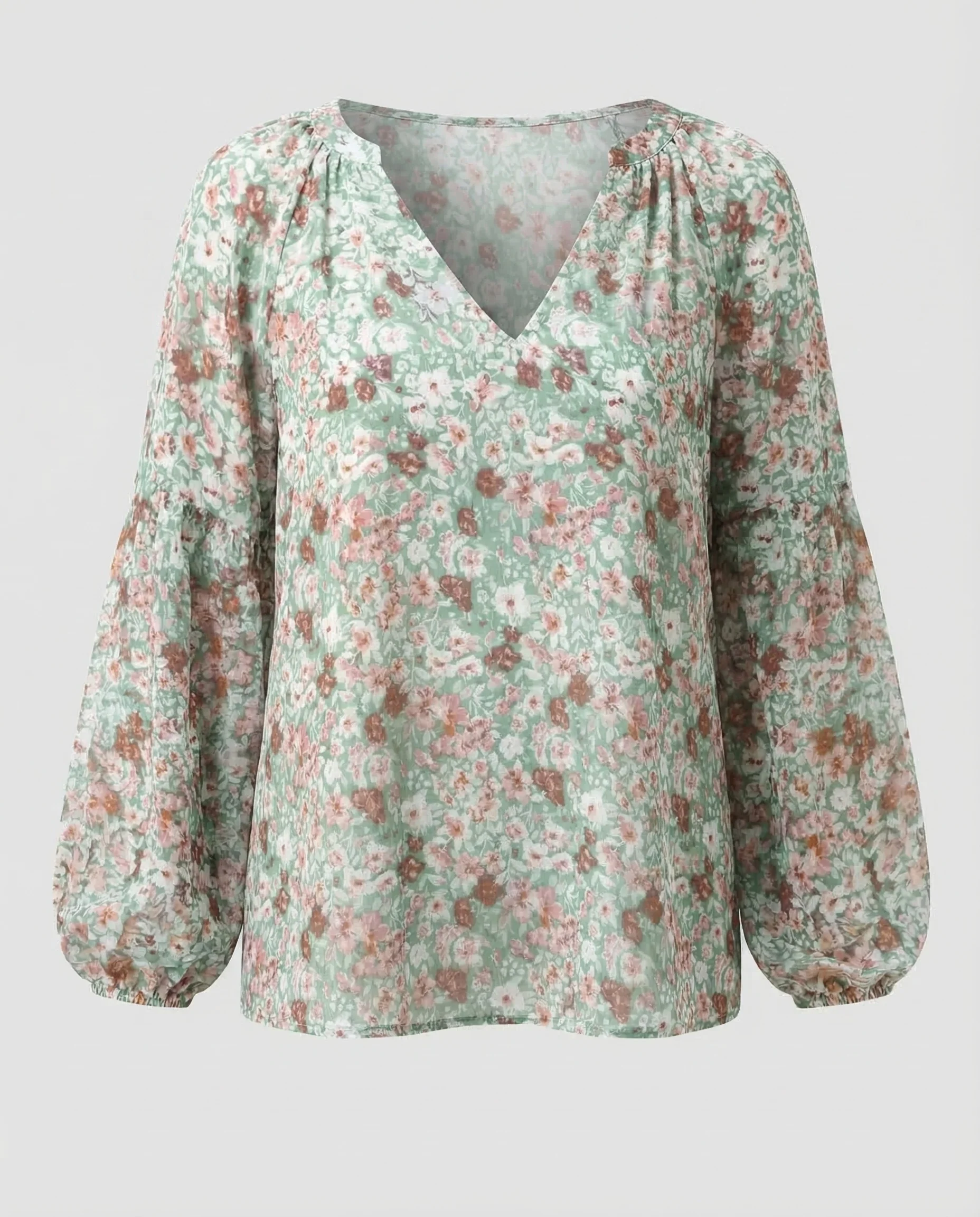 Damen V-Ausschnitt-Bluse Blumenprint - Image 5