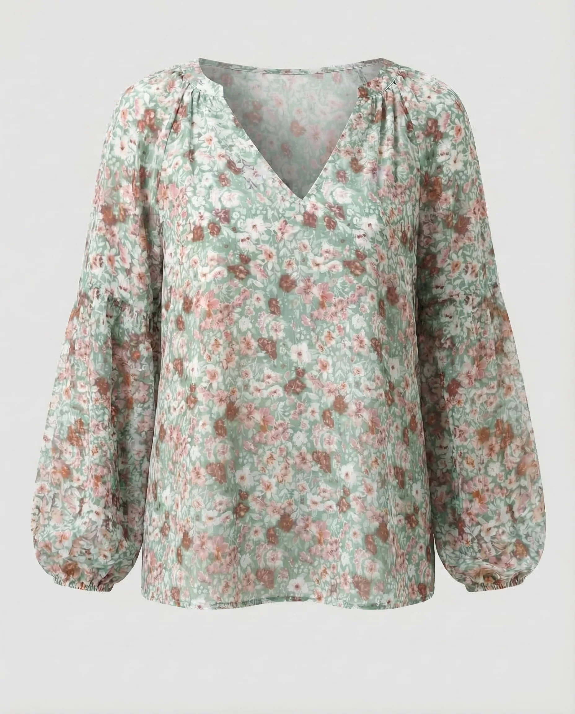 Damen V-Ausschnitt-Bluse Blumenprint - Image 6