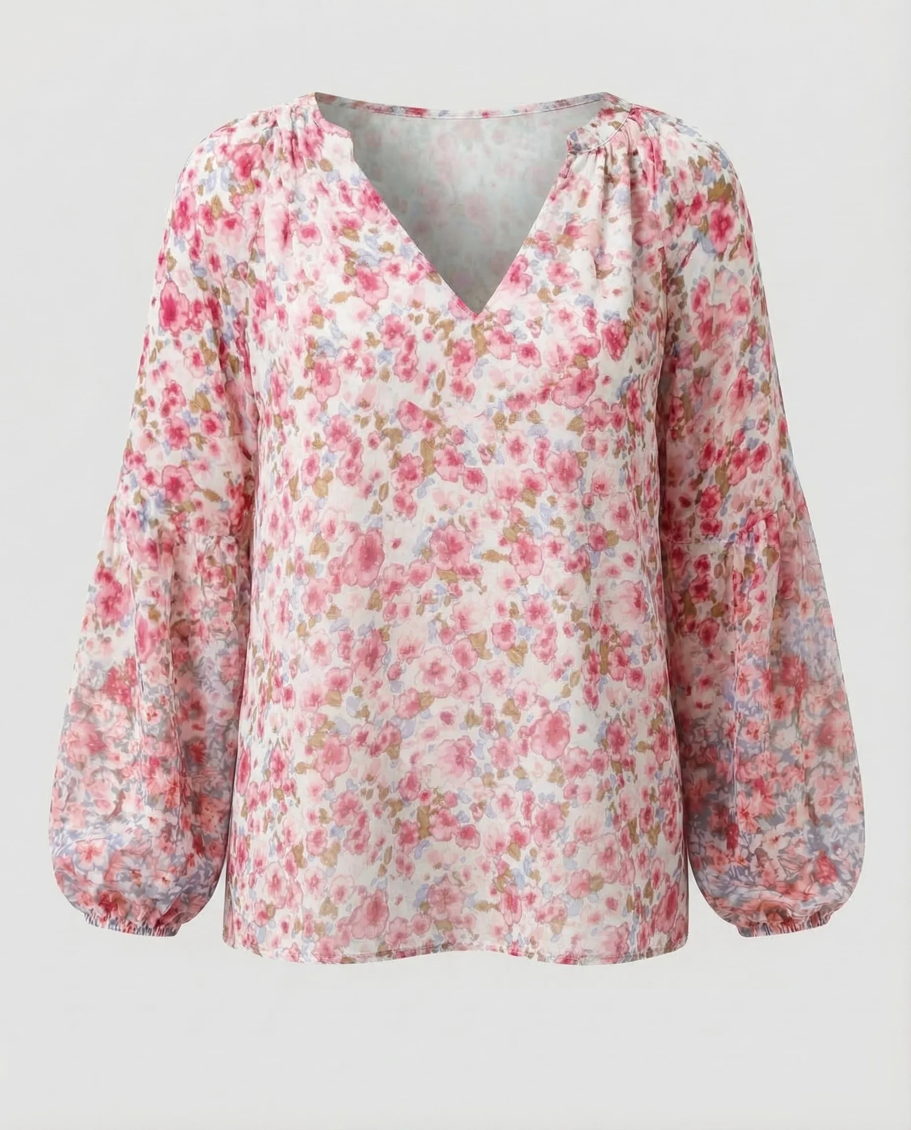 Damen V-Ausschnitt-Bluse Blumenprint - Image 7