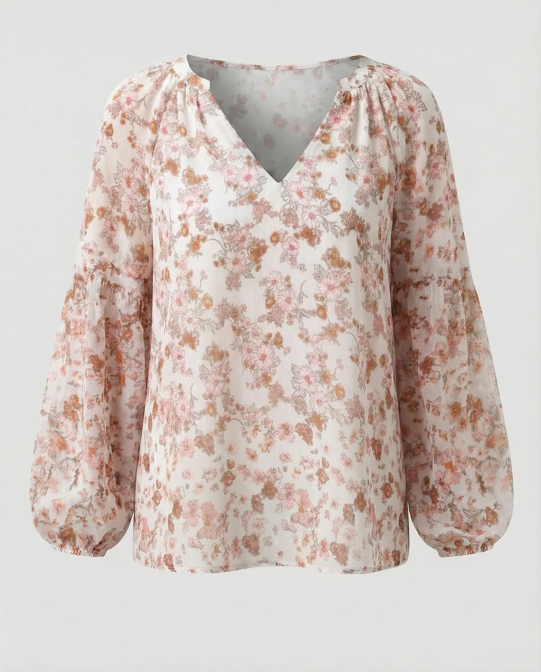 Damen V-Ausschnitt-Bluse Blumenprint - Image 8