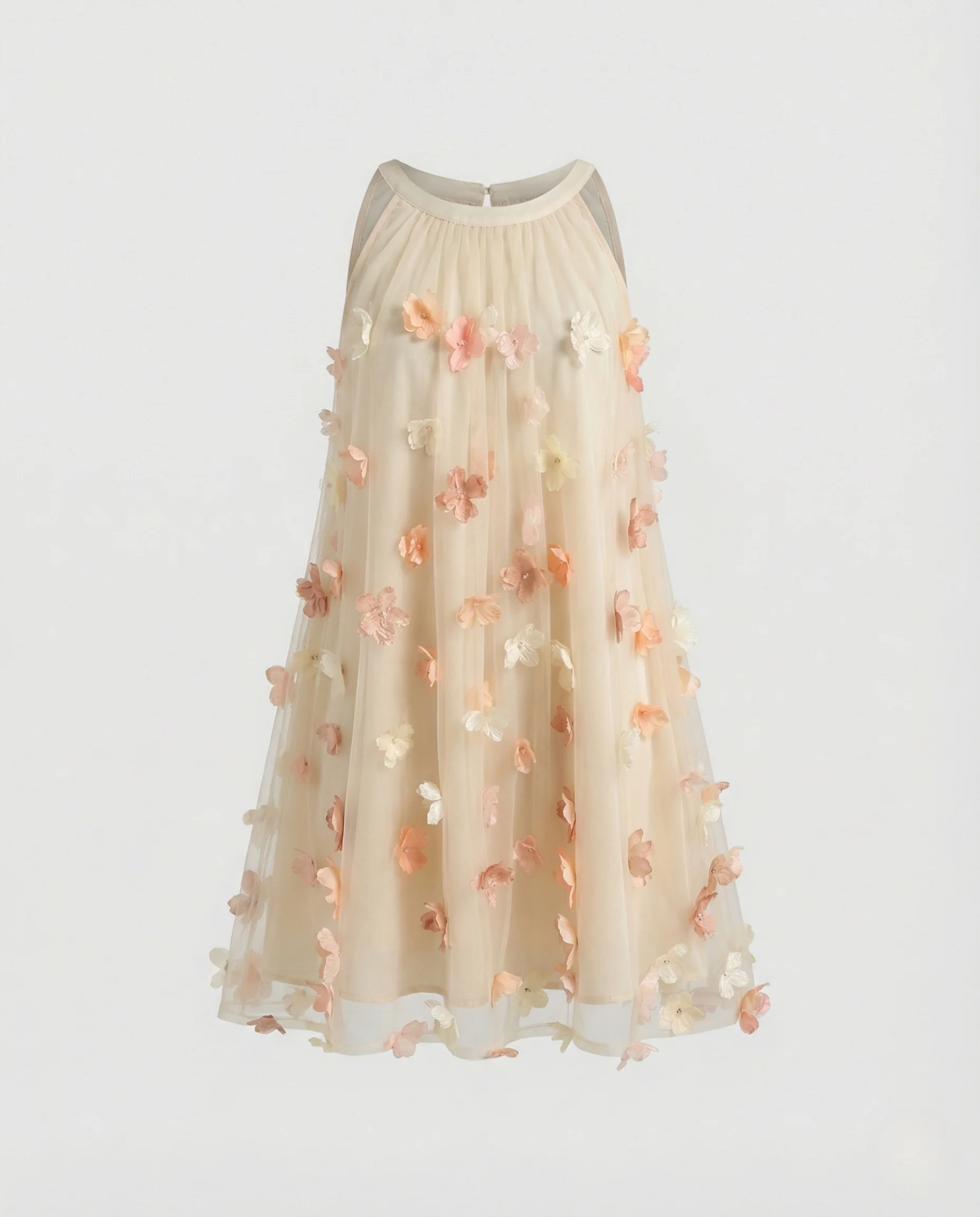 Damen Chiffon Kurzkleid mit Blütenapplikationen - Image 4