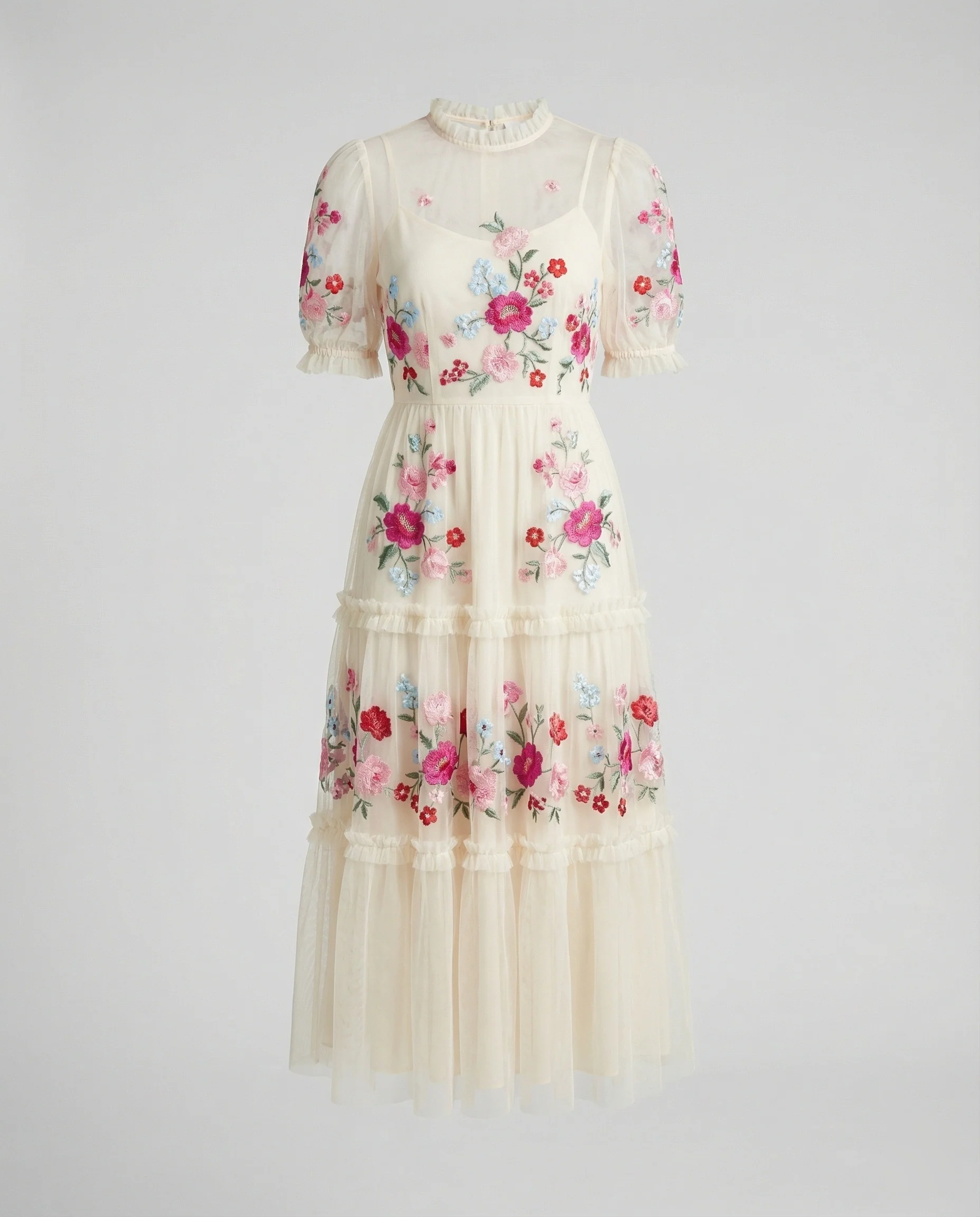 Damen Tüll Midikleid mit Spitze elegant - Image 5