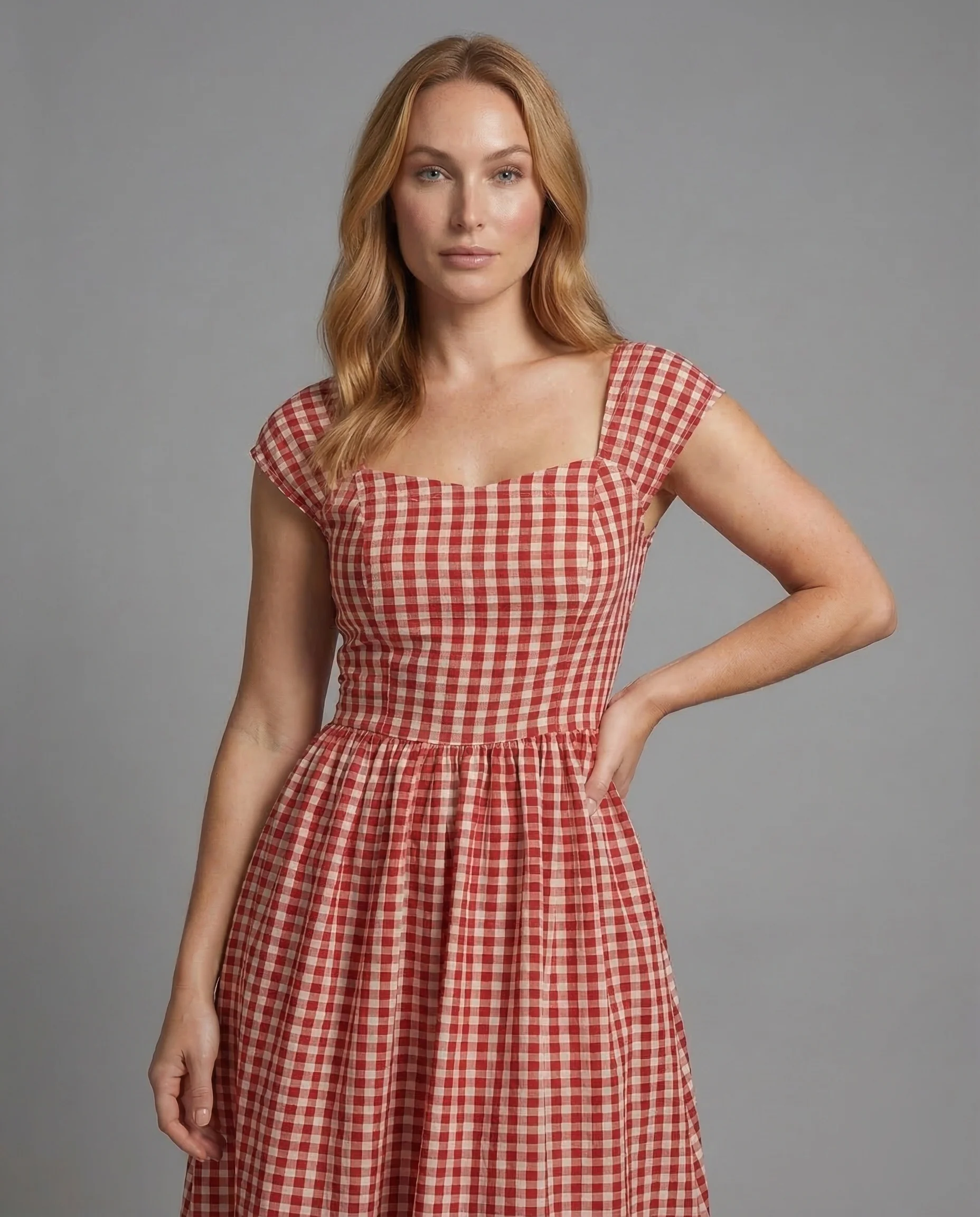 Damen Vichy Karo Midikleid - Image 2