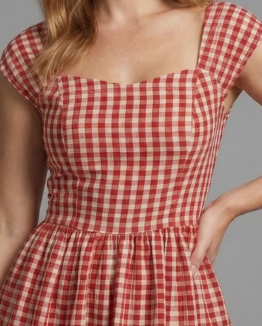Damen Vichy Karo Midikleid - Image 3