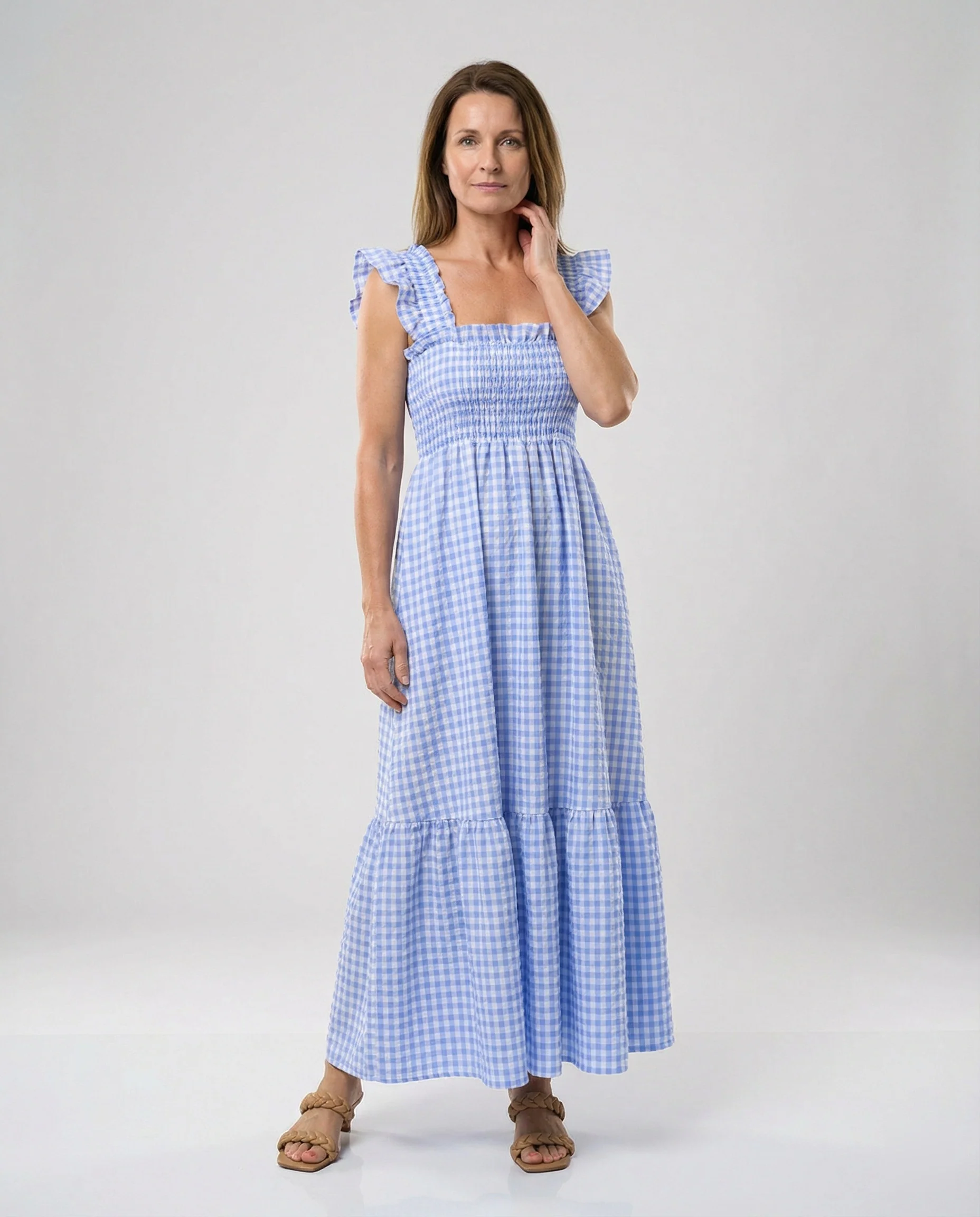 Damen Vichy Maxikleid mit Smokoberteil - Image 10