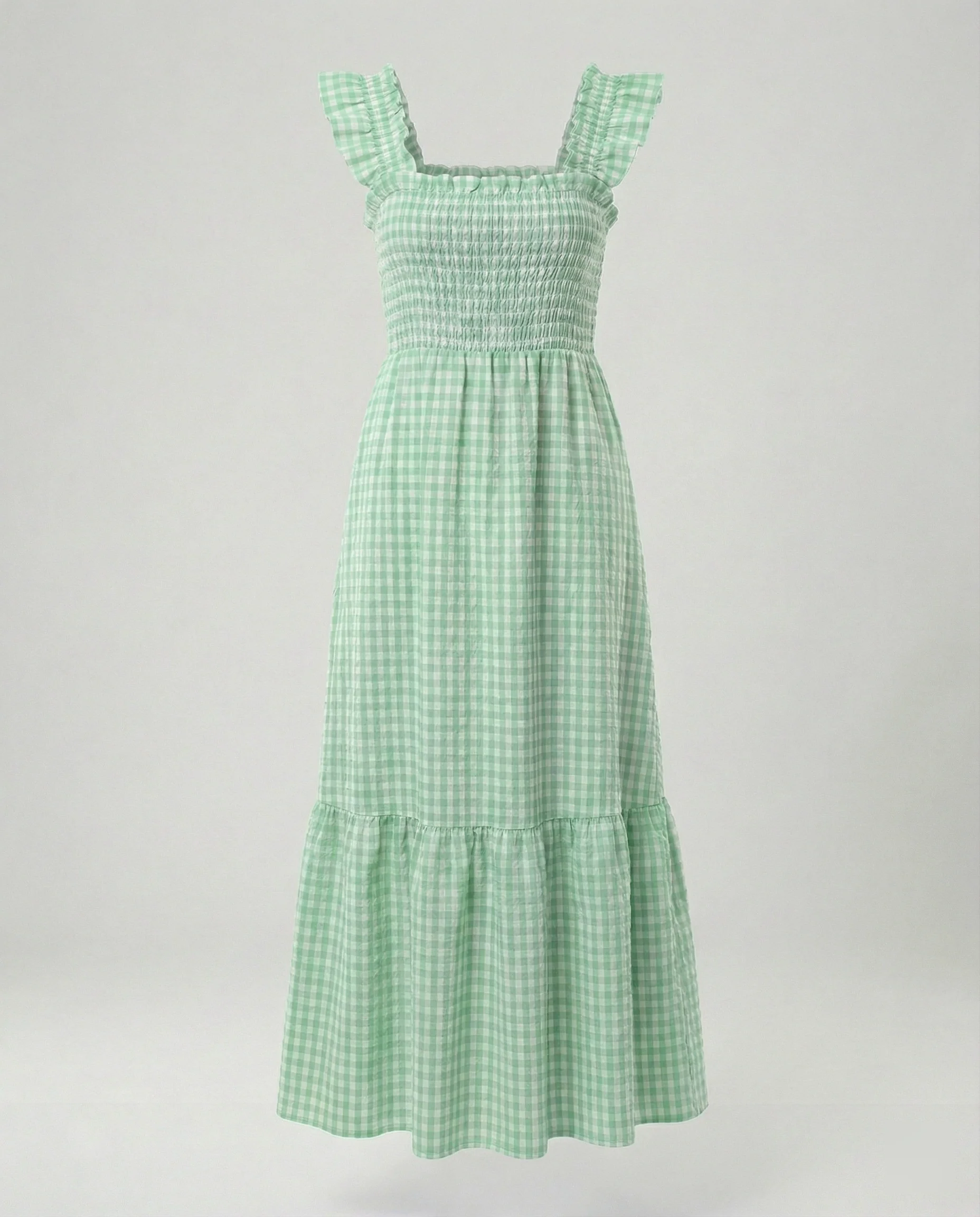 Damen Vichy Maxikleid mit Smokoberteil - Image 5