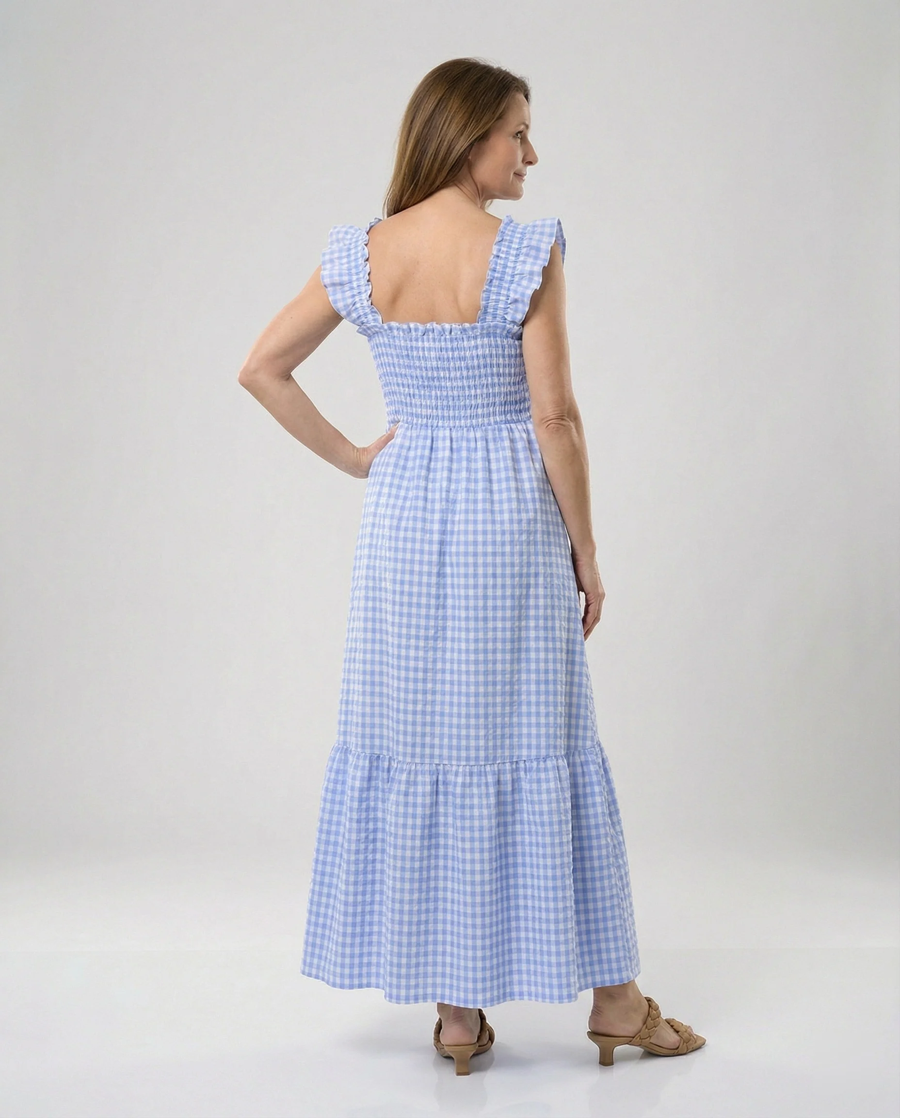 Damen Vichy Maxikleid mit Smokoberteil - Image 8