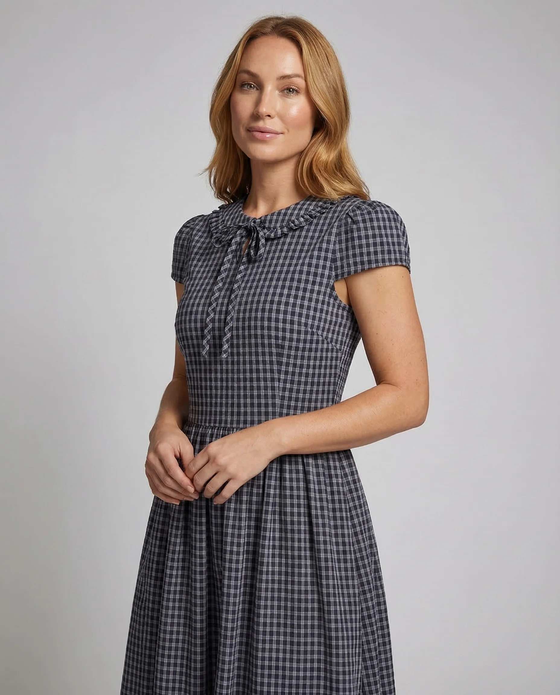 Damen Vichy Midikleid Retro - Image 2