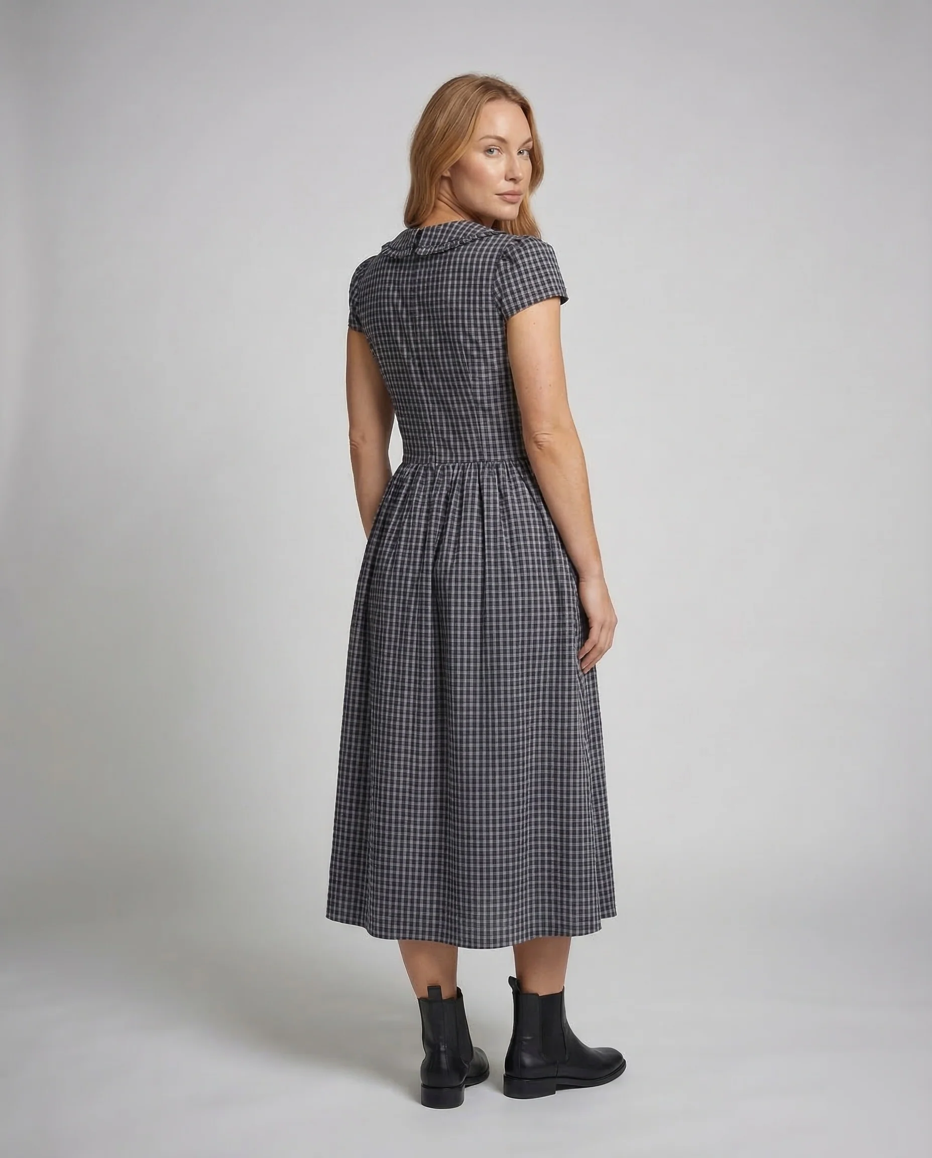 Damen Vichy Midikleid Retro - Image 3