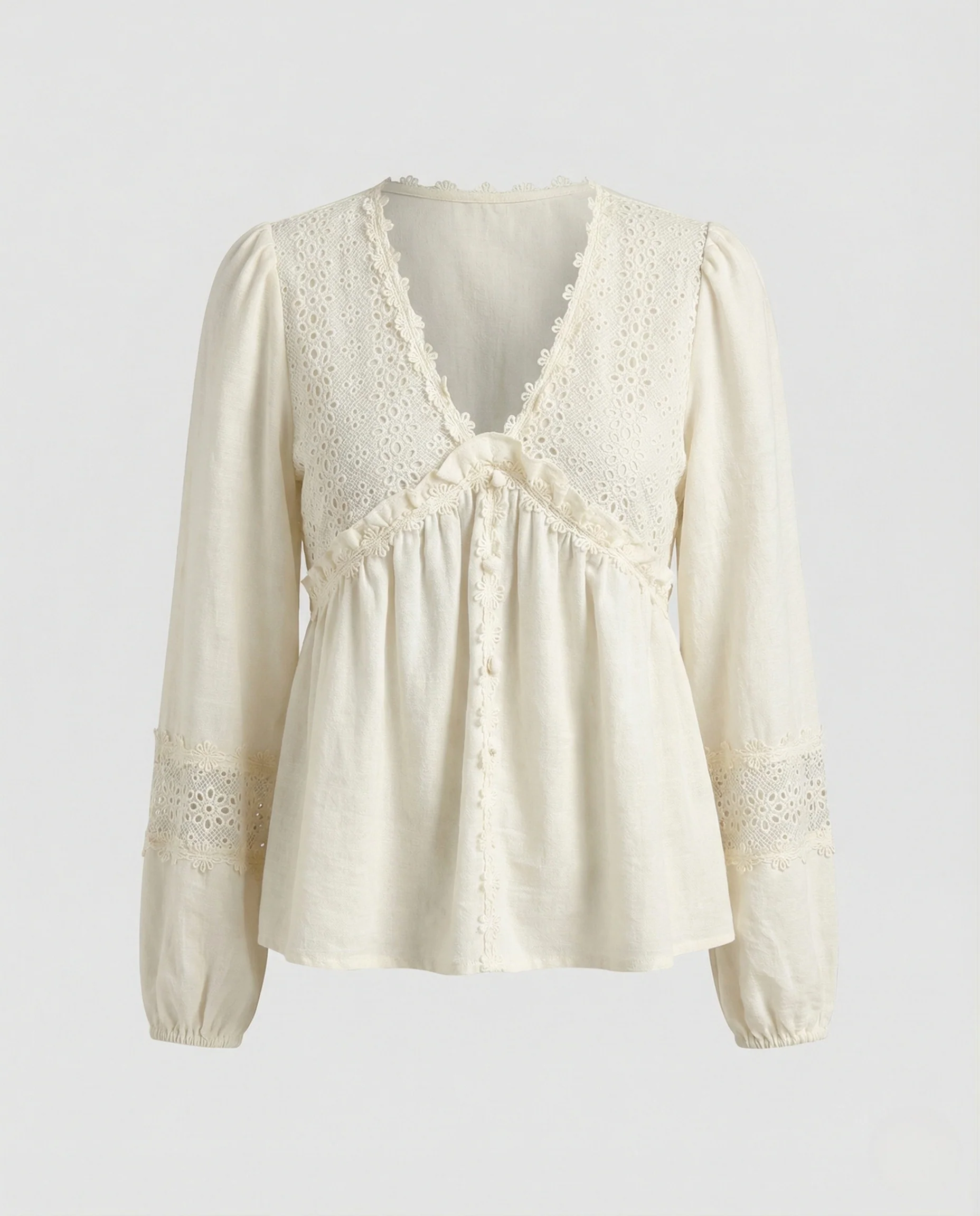 Bluse Damen Spitze Vintage - Image 5