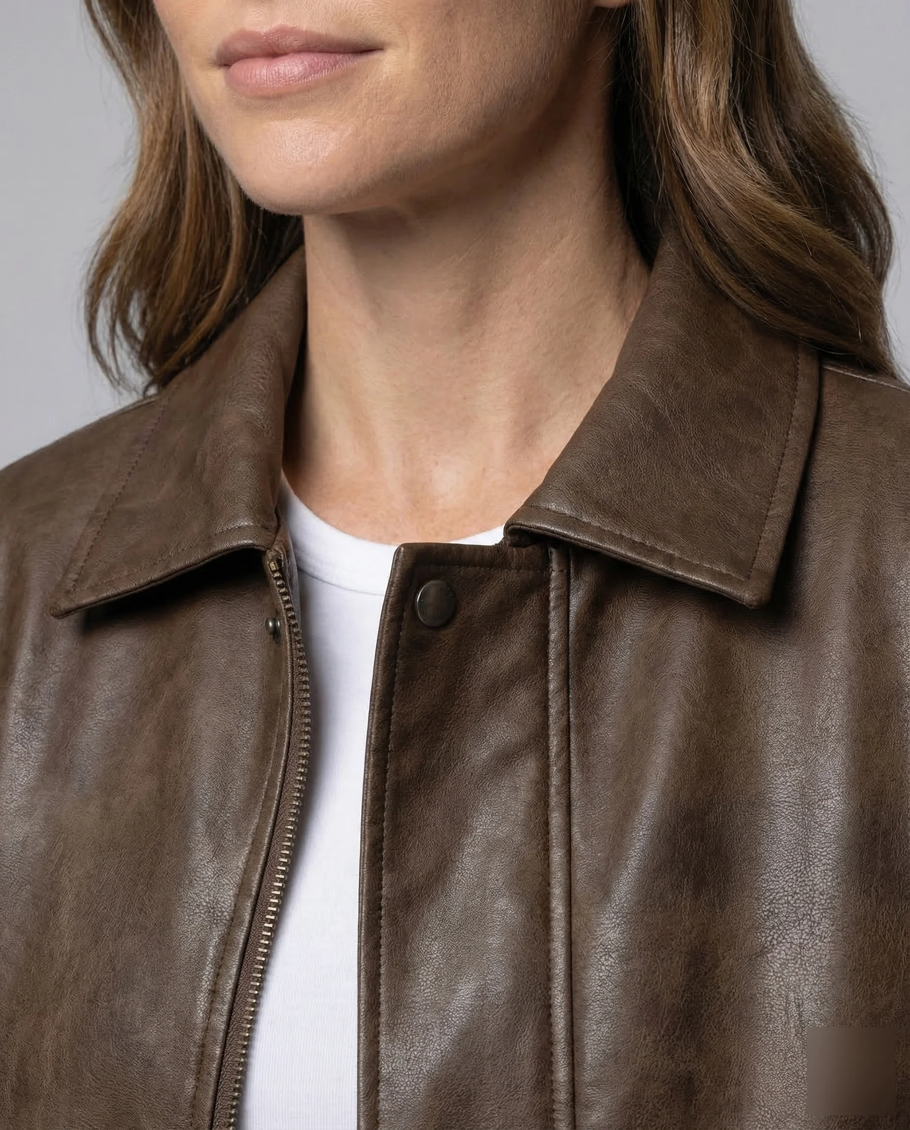 Damen Lederimitat Blouson Vintage - Image 3