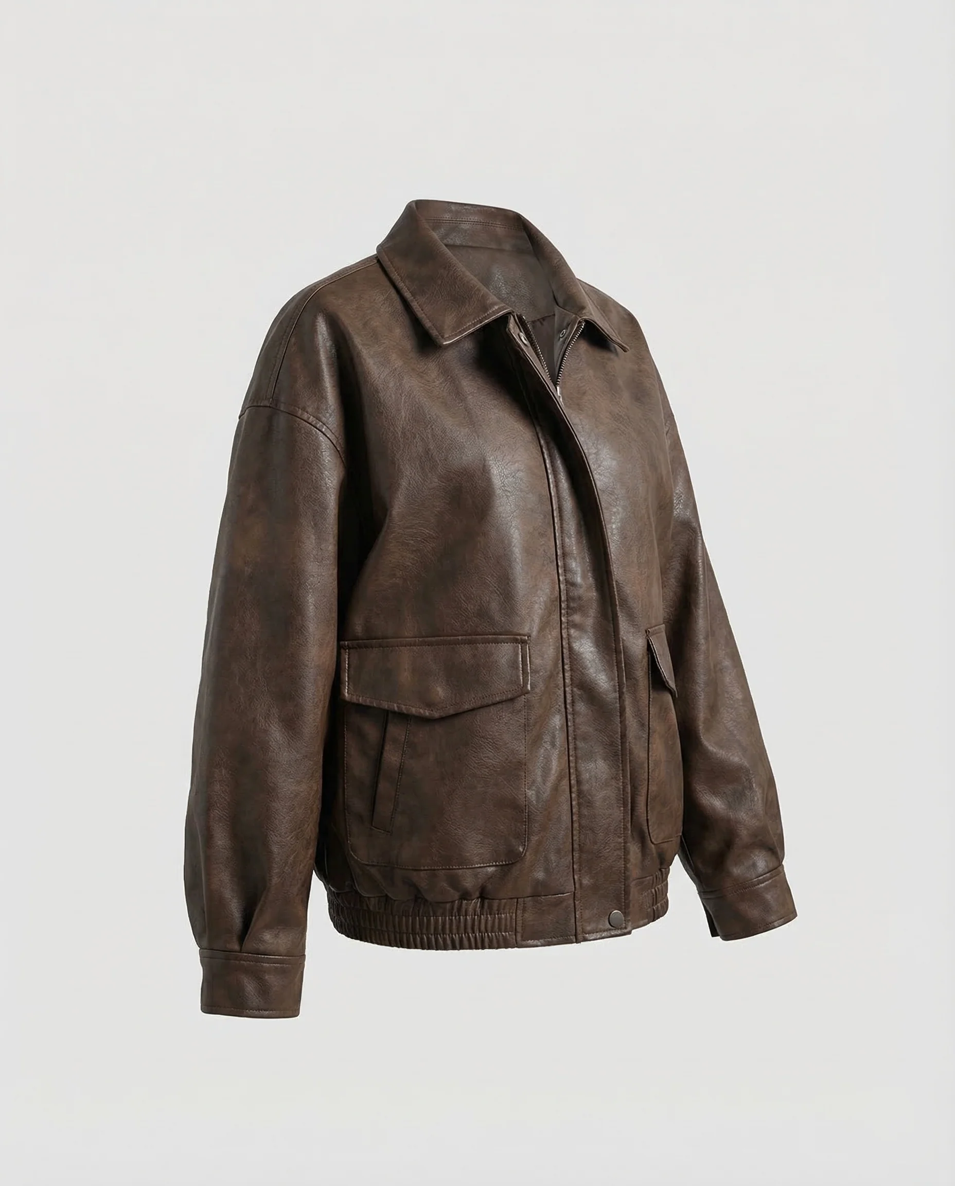 Damen Lederimitat Blouson Vintage - Image 5