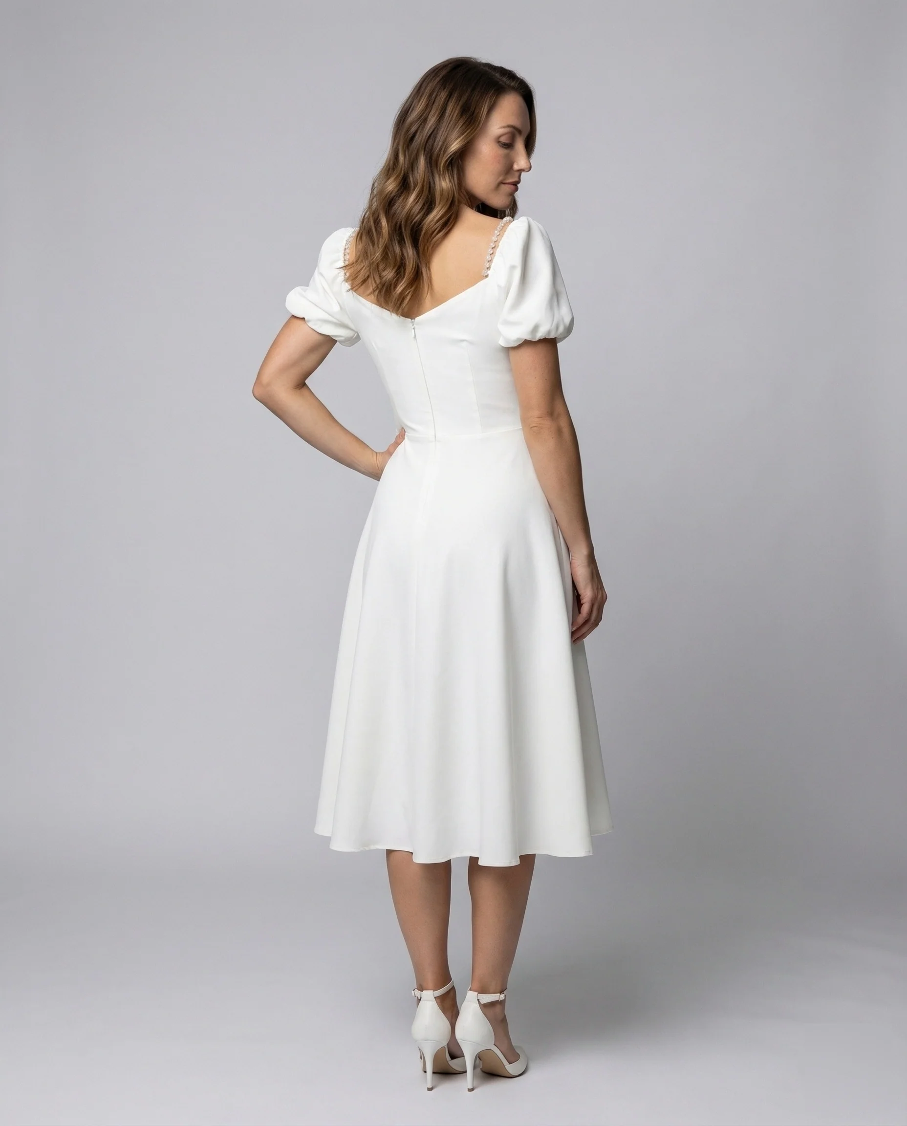 Damen Vintage Midikleid mit Herz Ausschnitt - Image 3