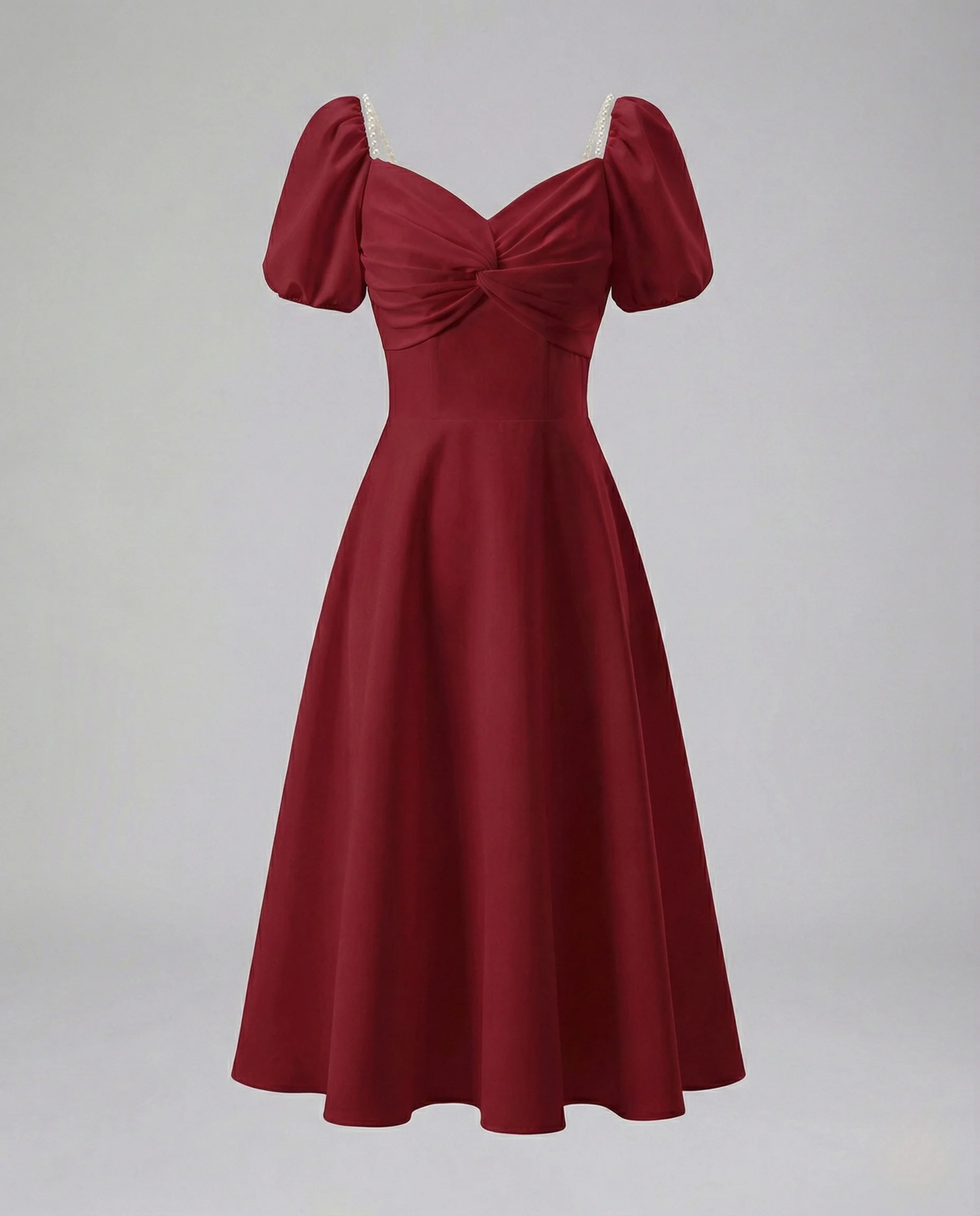 Damen Vintage Midikleid mit Herz Ausschnitt - Image 5