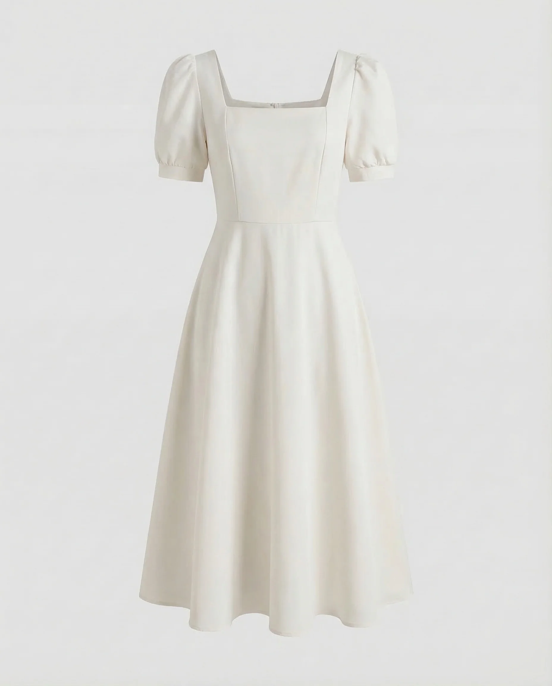 Damen Vintage Midikleid Puffärmel - Image 6