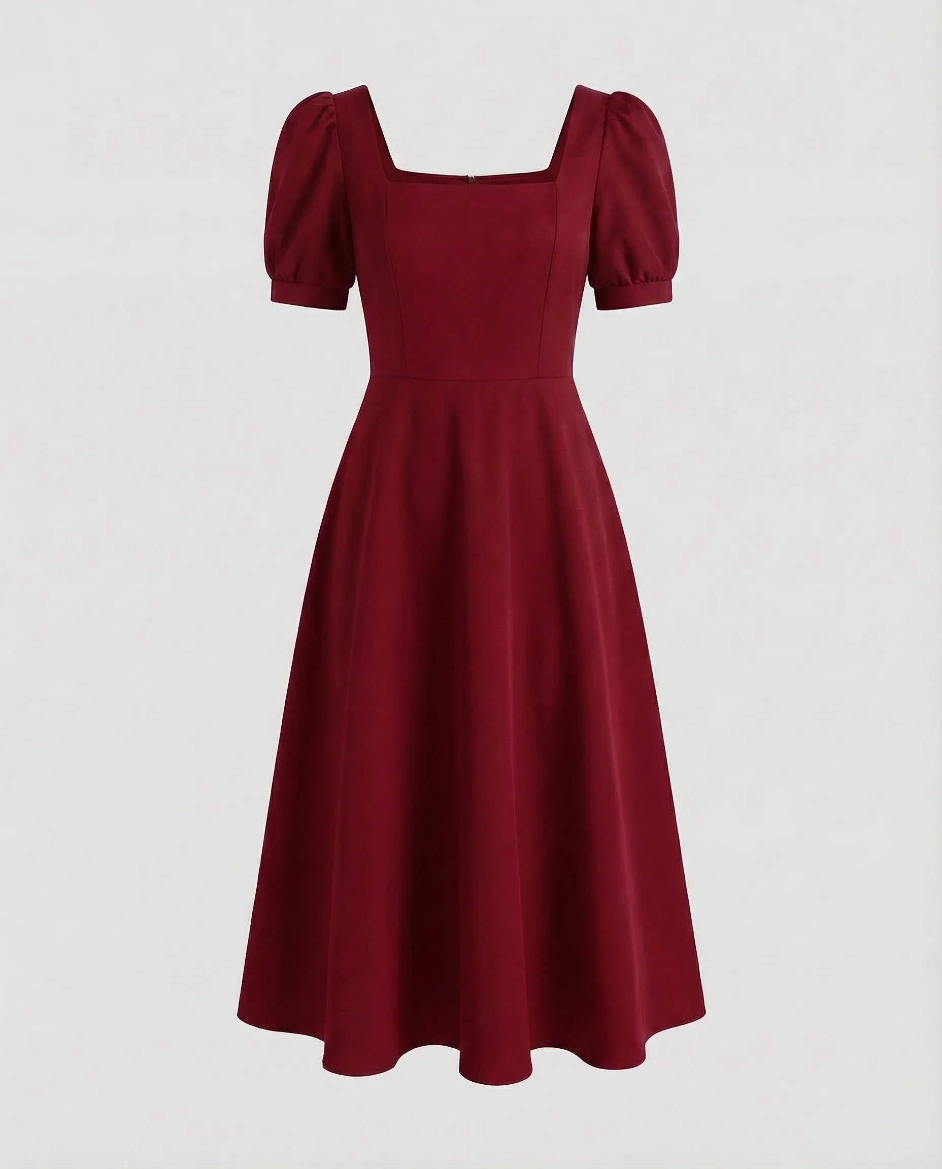 Damen Vintage Midikleid Puffärmel - Image 7