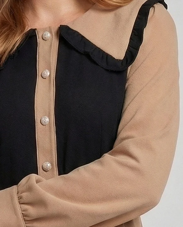 Damen Vintage Midikleid mit Rüschenkragen - Image 3