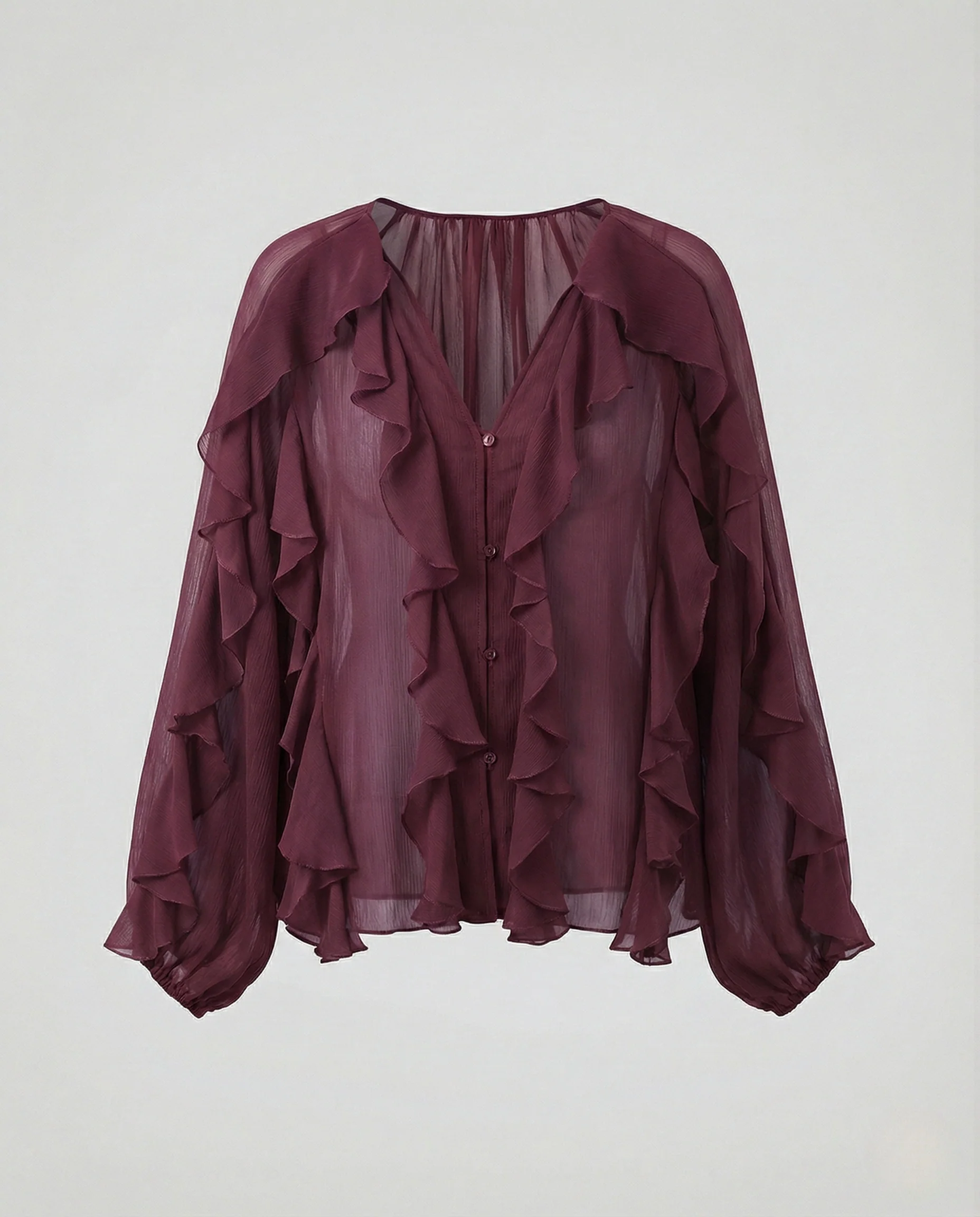 Volant Chiffonbluse Damen Mehrlagig - Image 10
