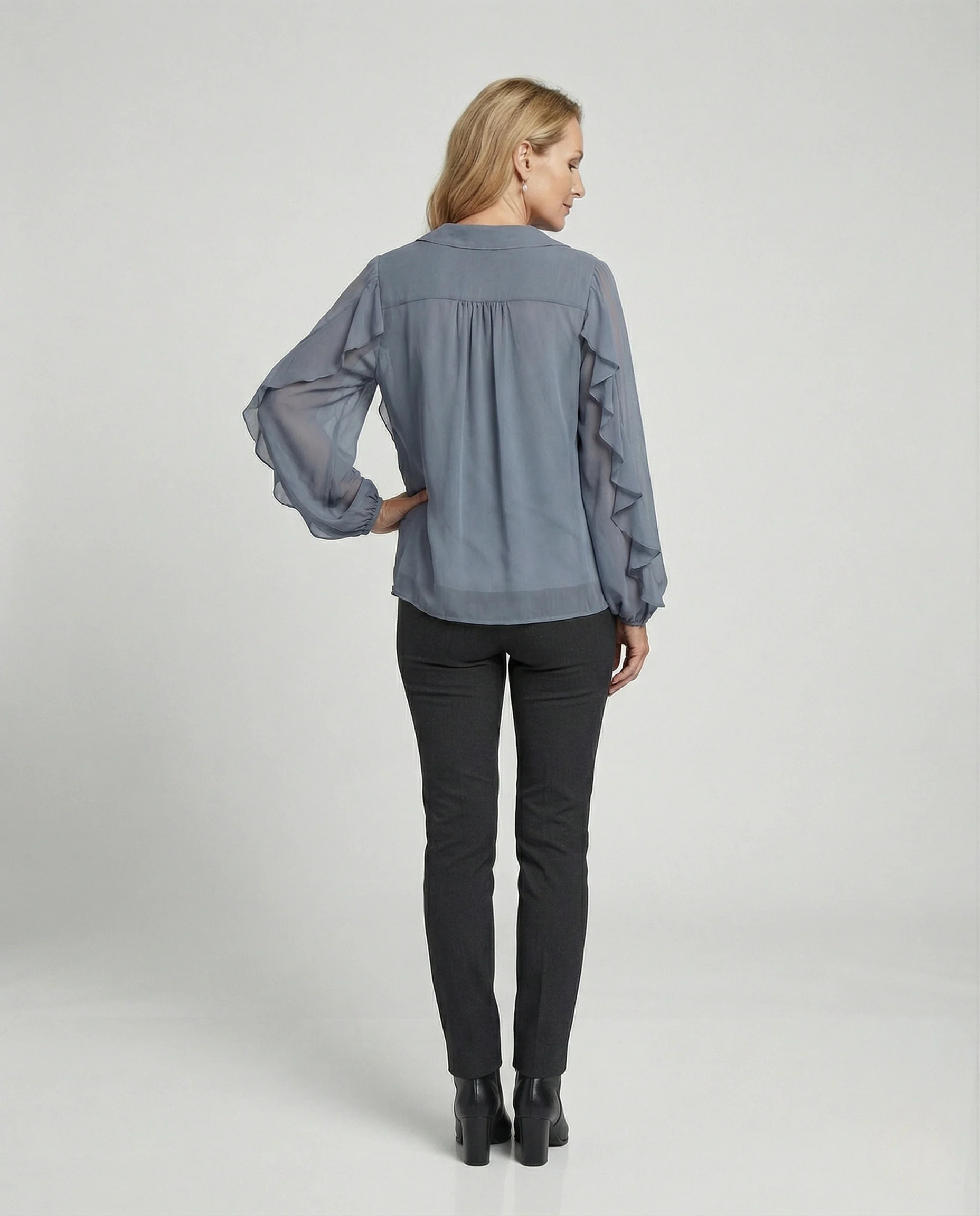 Volant Chiffonbluse Damen Mehrlagig - Image 4