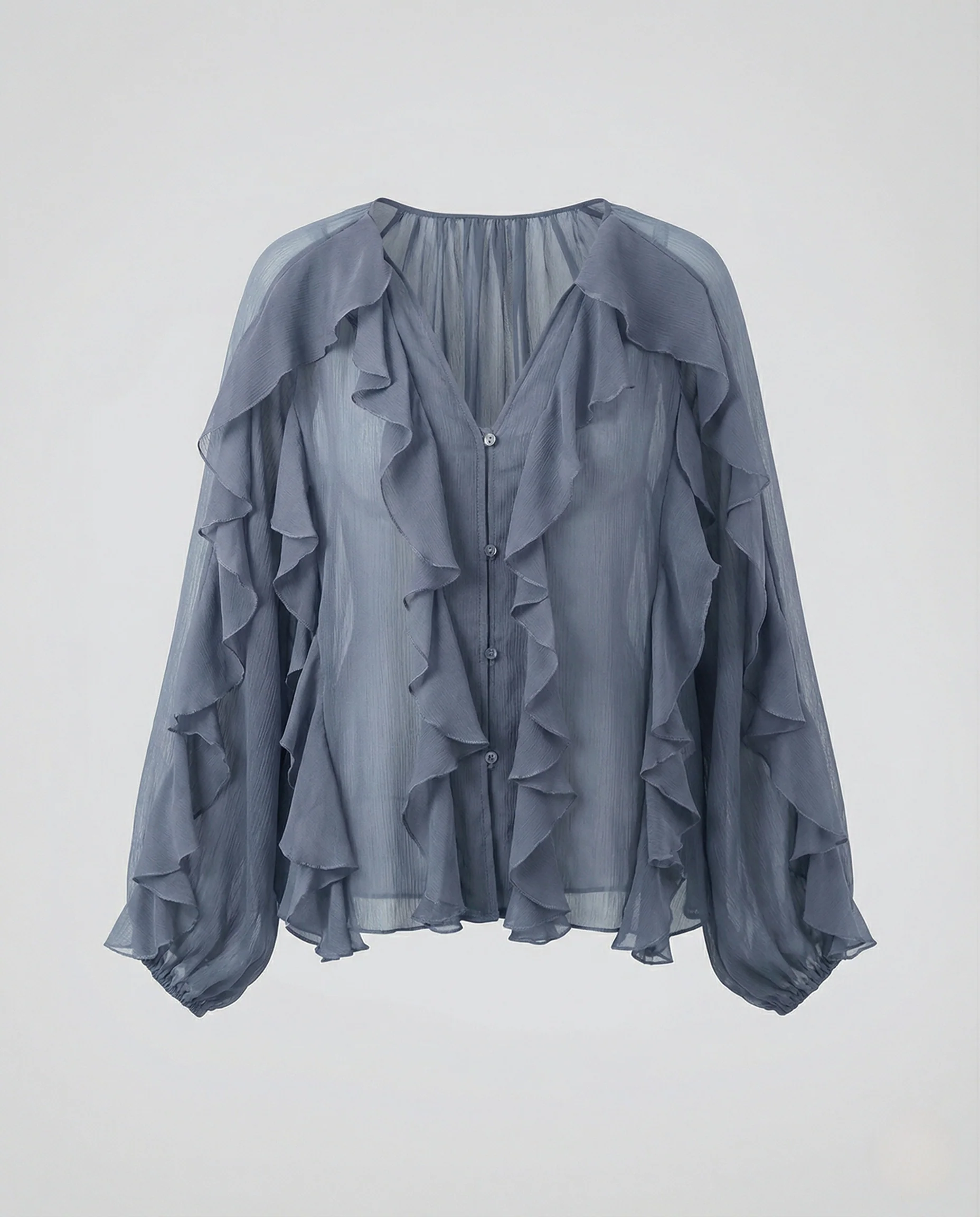 Volant Chiffonbluse Damen Mehrlagig - Image 5