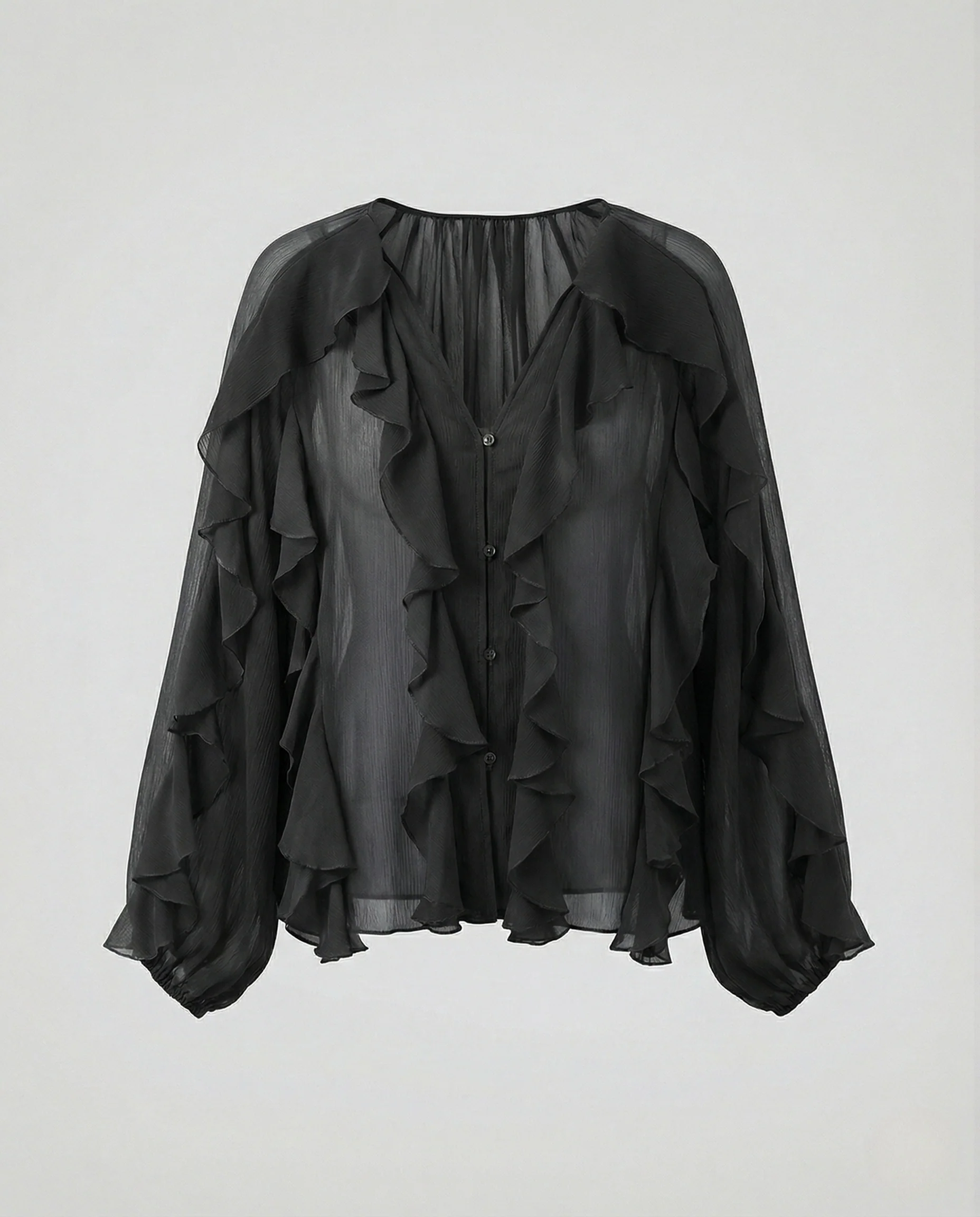 Volant Chiffonbluse Damen Mehrlagig - Image 8