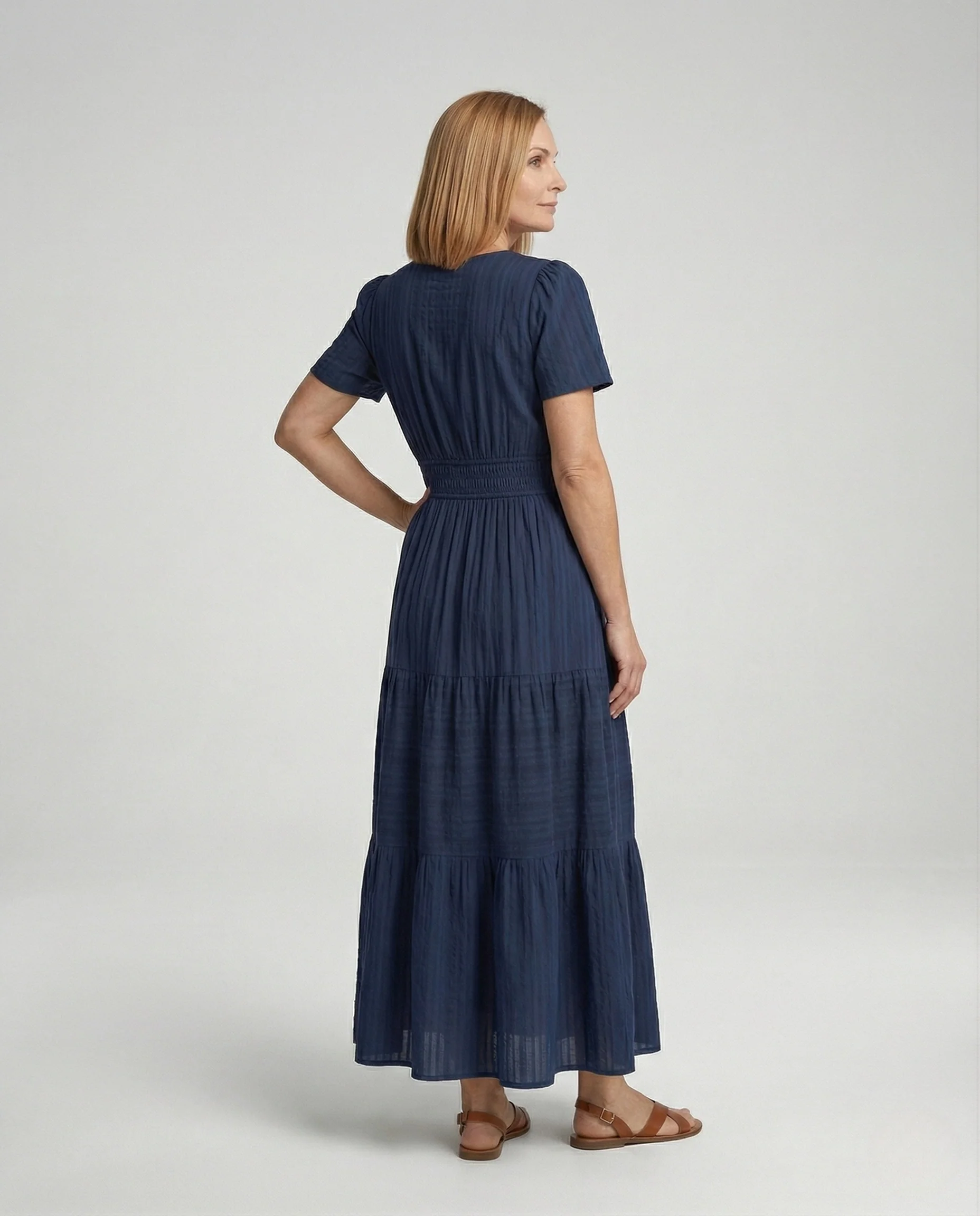 Freizeitkleid Damen Midikleid Falten - Image 3