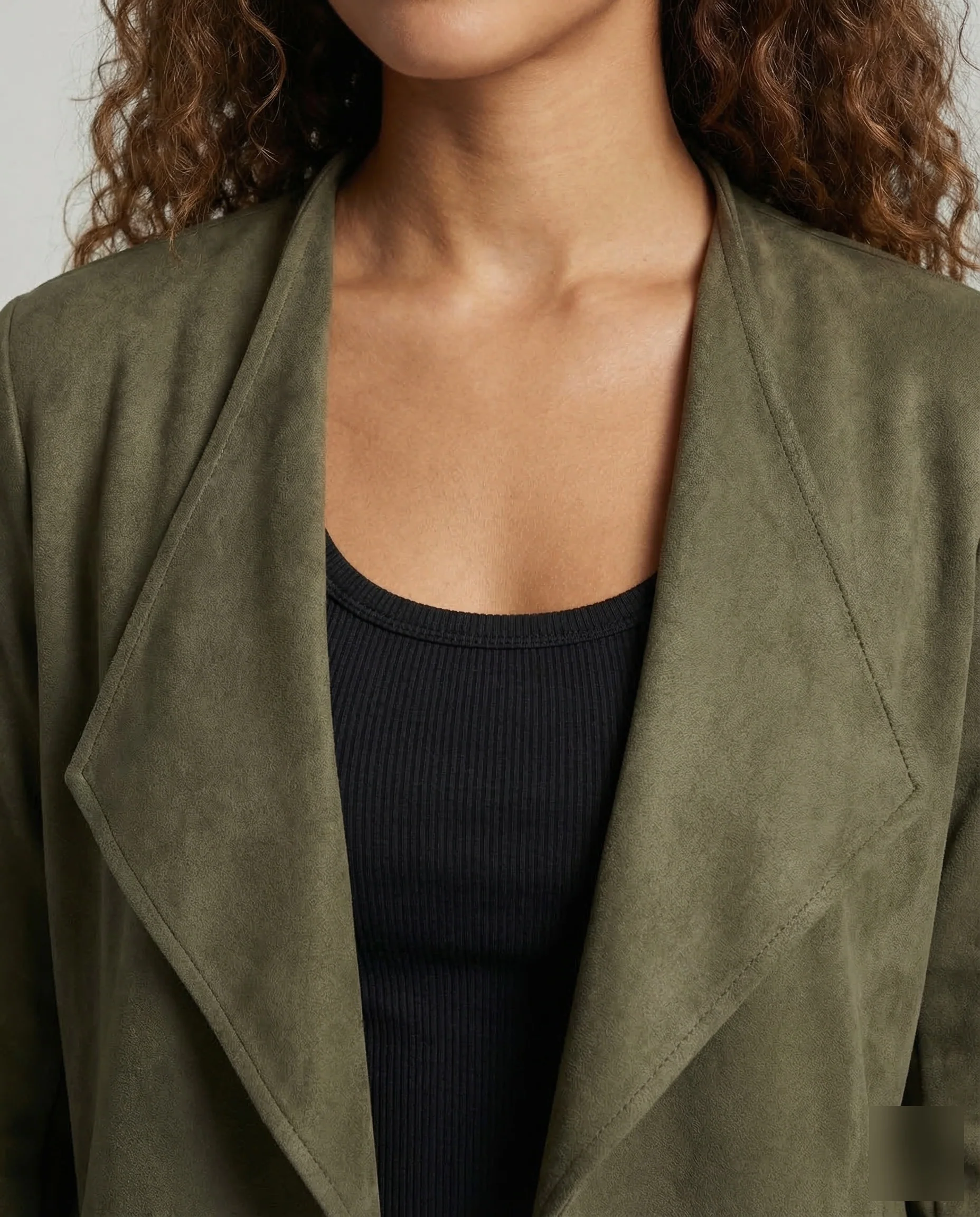 Damen Wasserfalljacke Wildlederoptik - Image 3